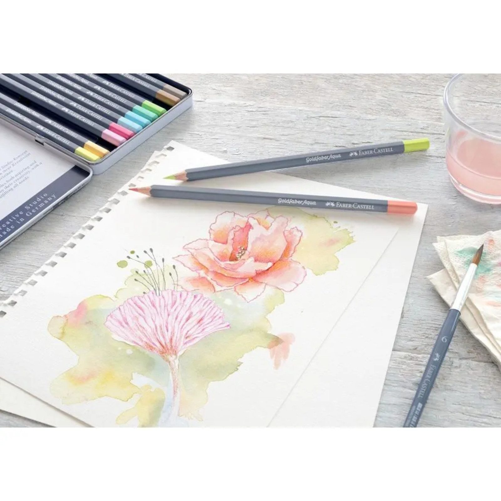 Faber-Castell Aquarellstifte Faber-Castell Goldfaber Aqua Aquarellfarbstift - 12er Metallet - Paste