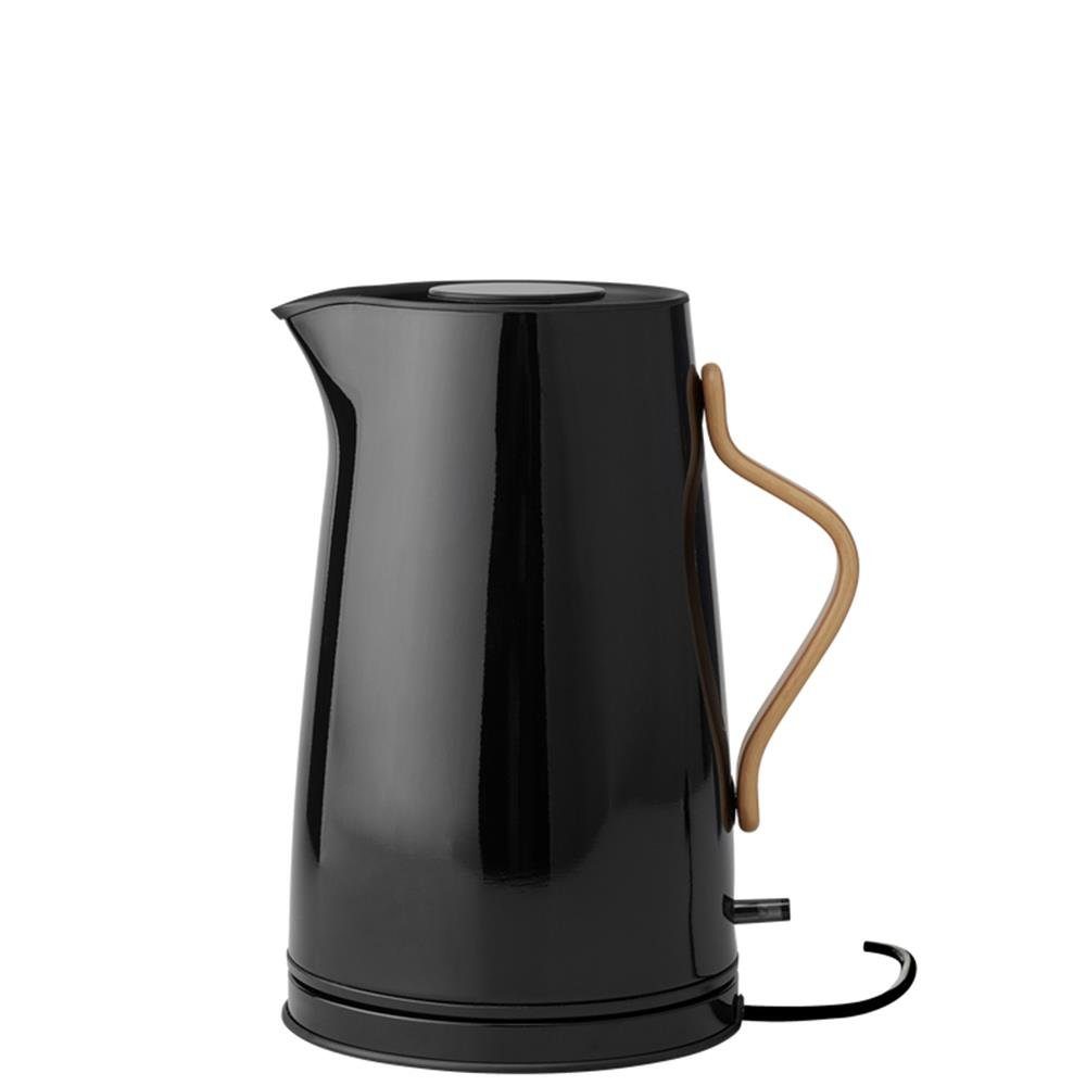 Stelton Wasserkocher Emma, 1,2 Liter, kabelloser elektrischer Kocher mit Buchenholzgriff black