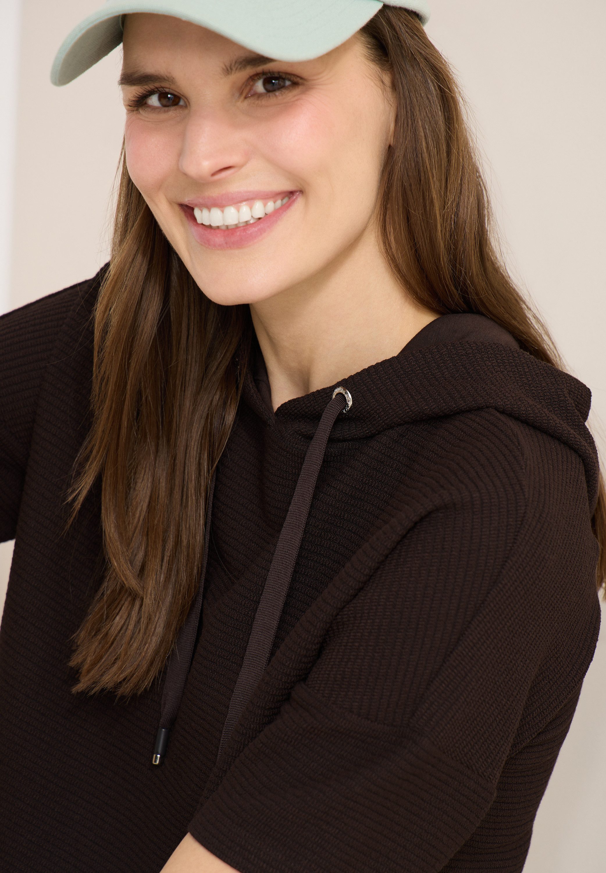 CECIL Sweater Halbarm mit Kapuze und Tunnelzug