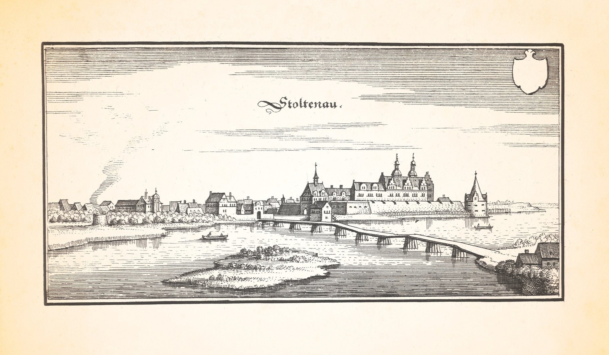 Kunstdruck Stoltenau Stolzenau Weser Schloß Kloster Schinna Kupferstich Merian 03
