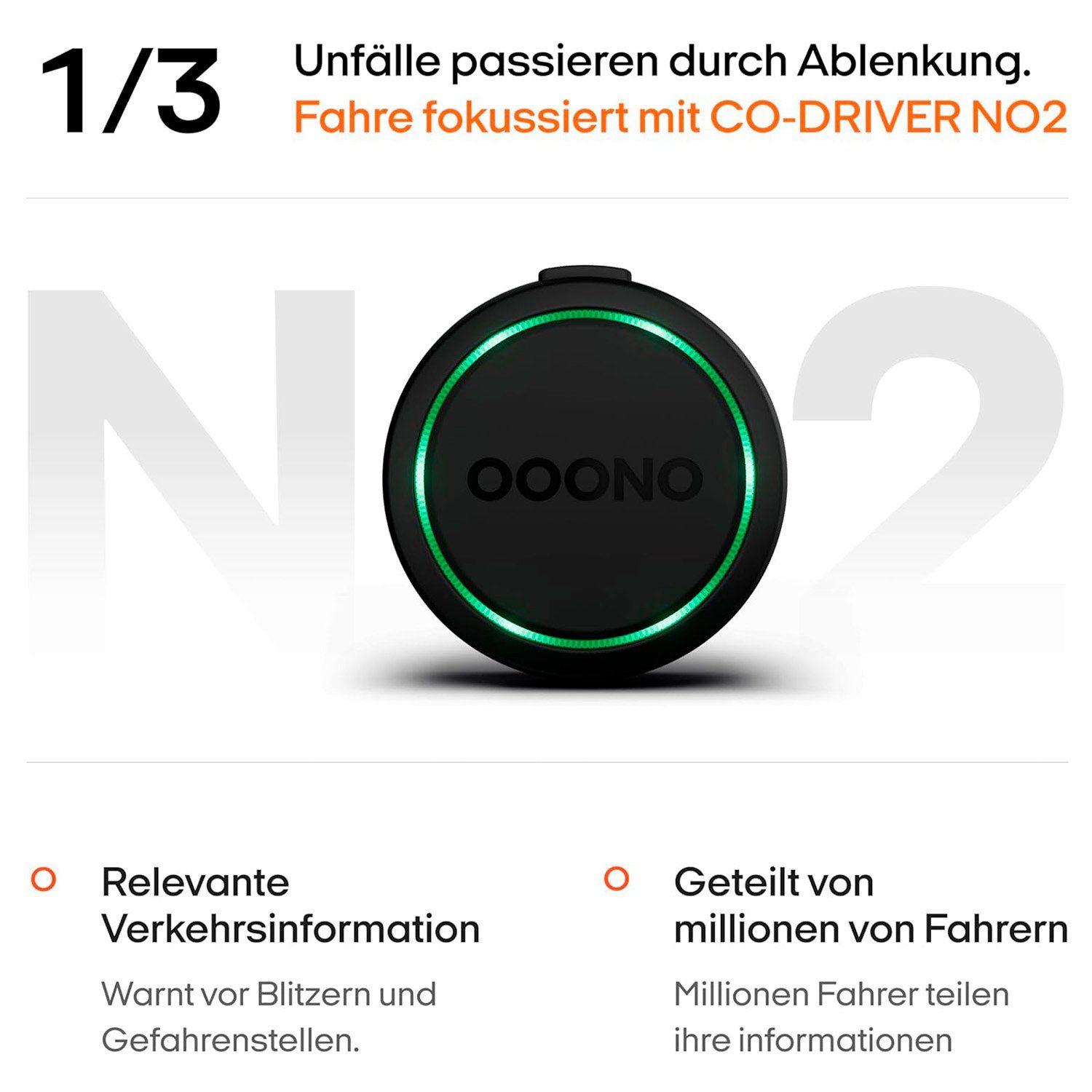 OOONO OOONO CO-Driver NO2 Modell 2024 + blumax Kabel USB-C Verkehrsalarm