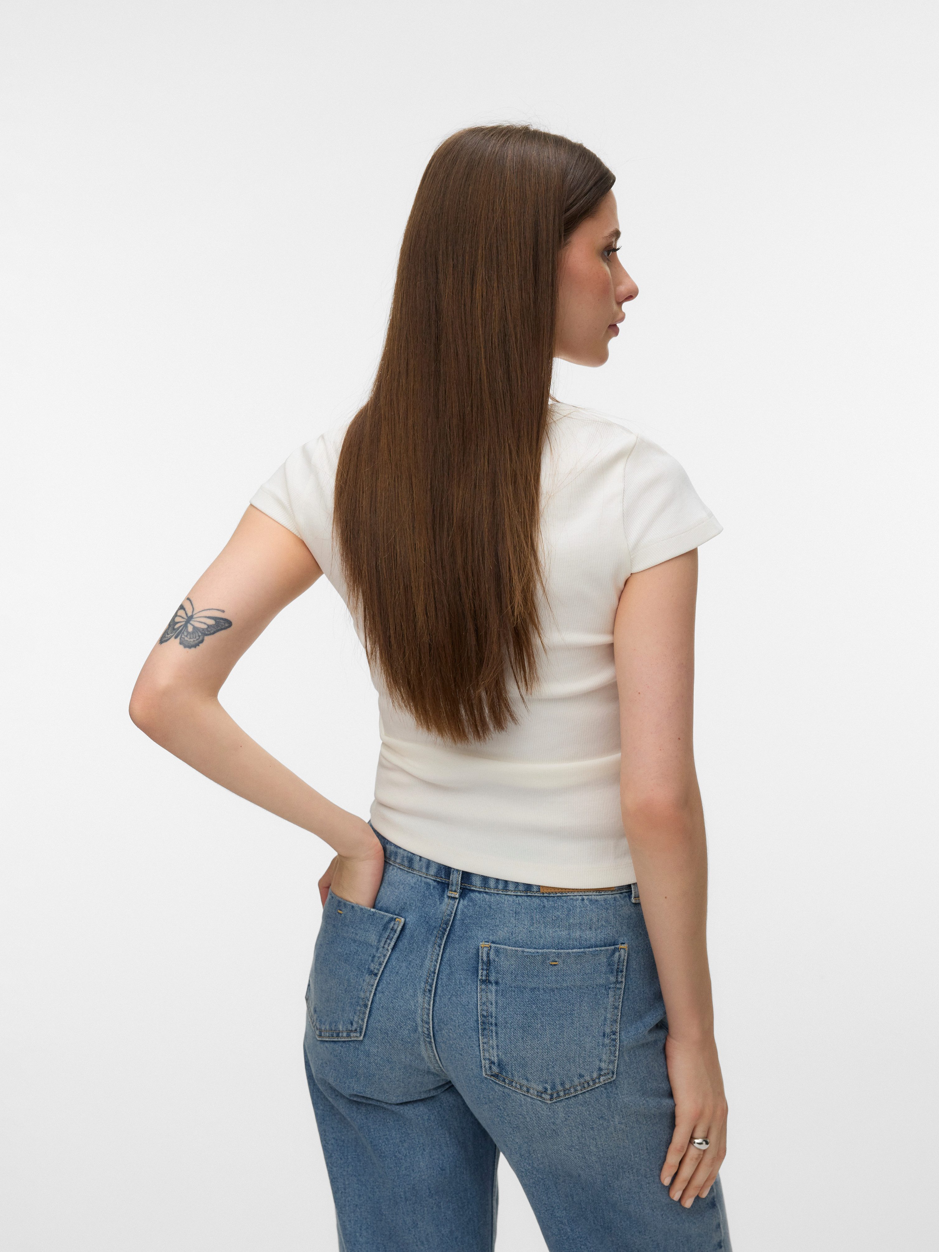 Vero Moda Kurzarmshirt VMCHLOE CS SHORT U-NECK NOOS Baumwollmischung