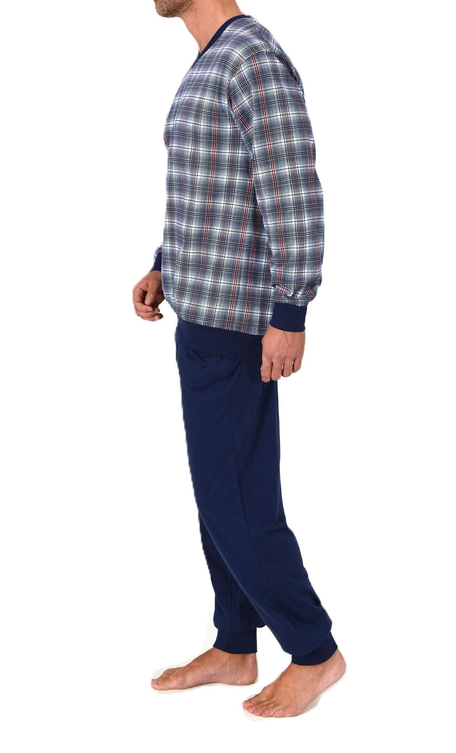 Normann Pyjama Normann Herren langarm Schlafanzug mit Bündchen – auch in Üb günstig online kaufen