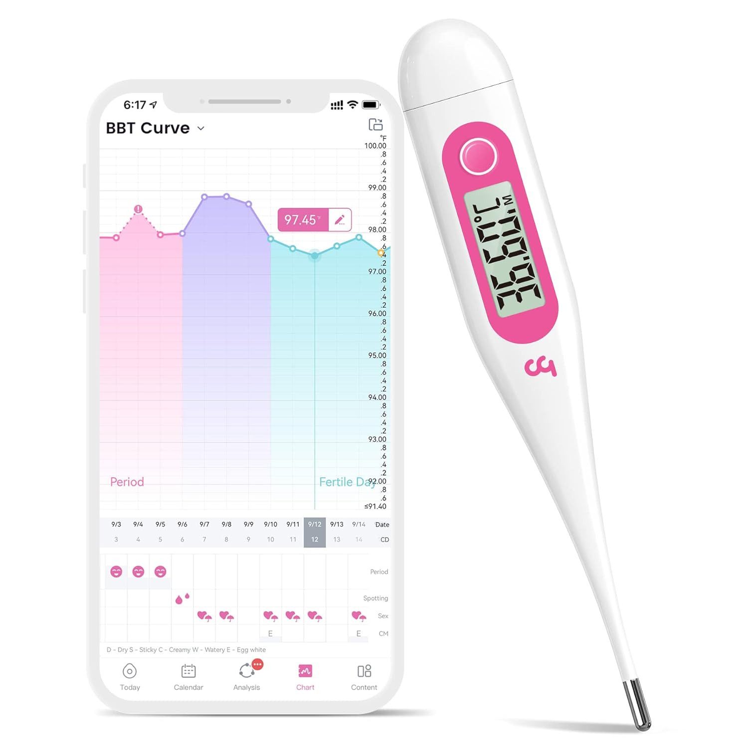 Fieberthermometer 2 St. Digitales Basalthermometer zur Eisprung- Fruchtbarkeitskontrolle