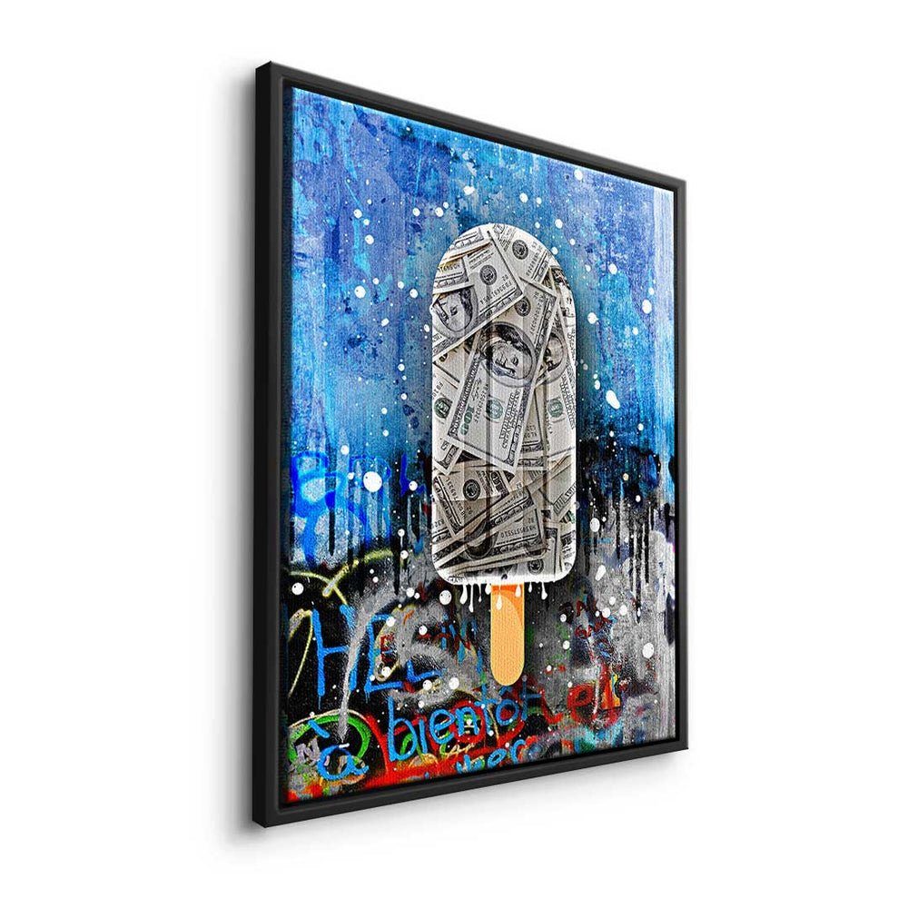 DOTCOMCANVAS® Leinwandbild, Premium - - Graffiti ohne Art Pop Motivationsbild Leinwandbild Ice Rahmen 