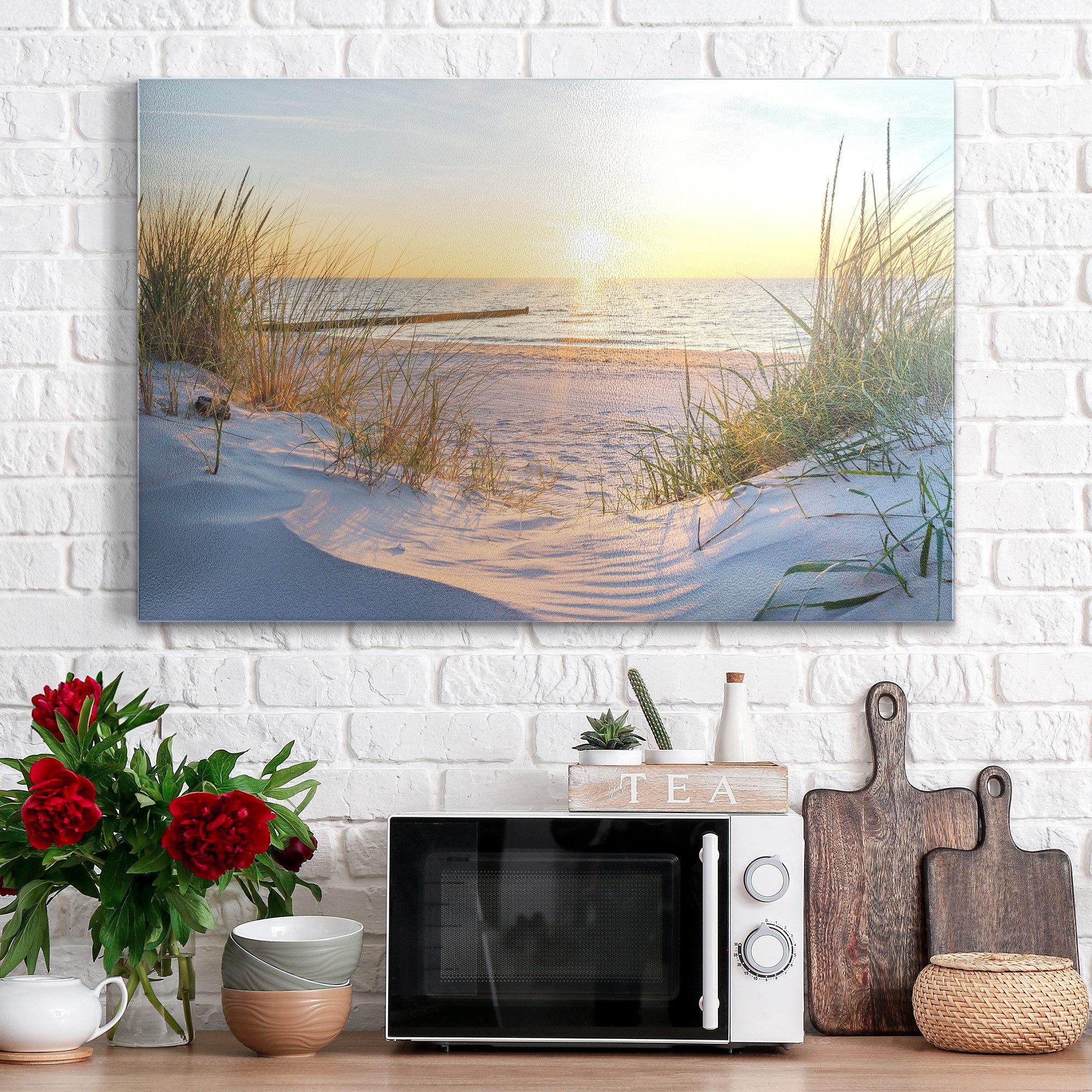 DEQORI Magnettafel 'Abendsonne an der Ostsee', Metall Whiteboard für alle Magnete, Magnetboard magnetisch