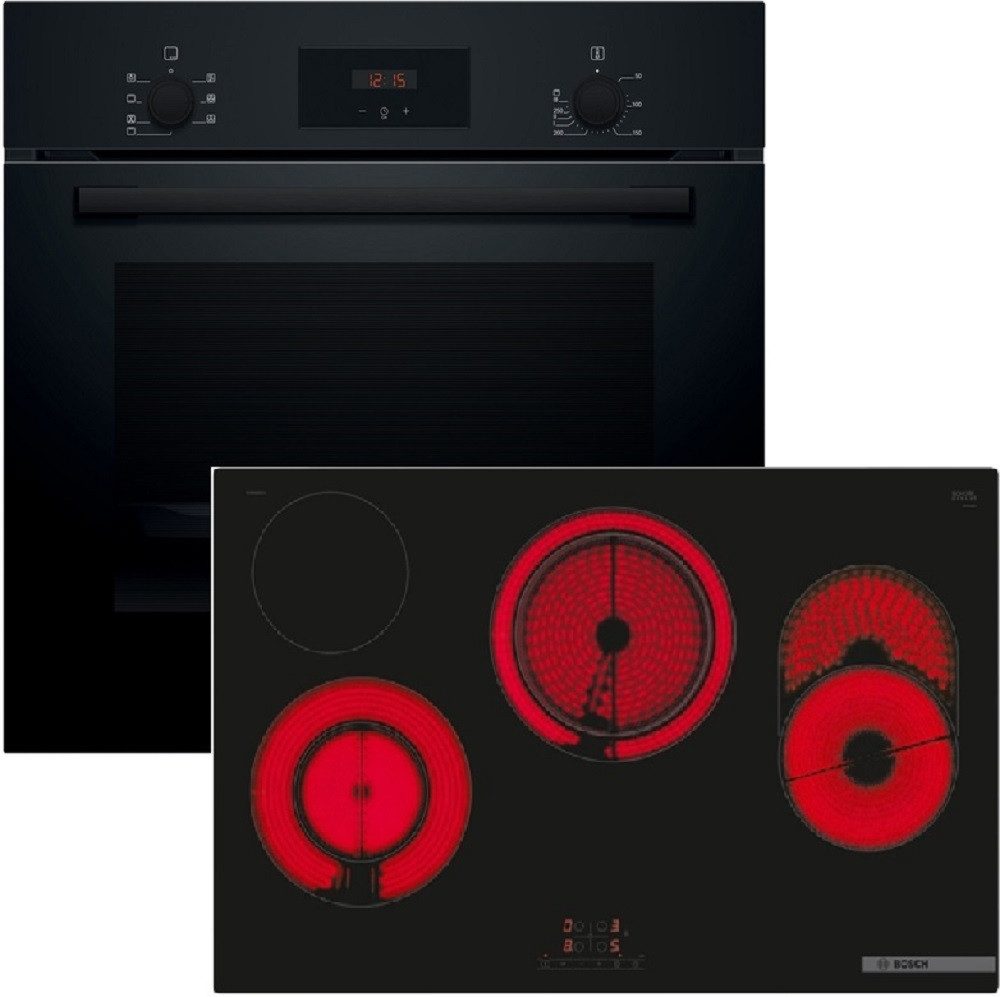 BOSCH Backofen-Set HBD231FB87, mit nachrüstbar, 3D-Heißluft, Halogen-Innenbeleuchtung