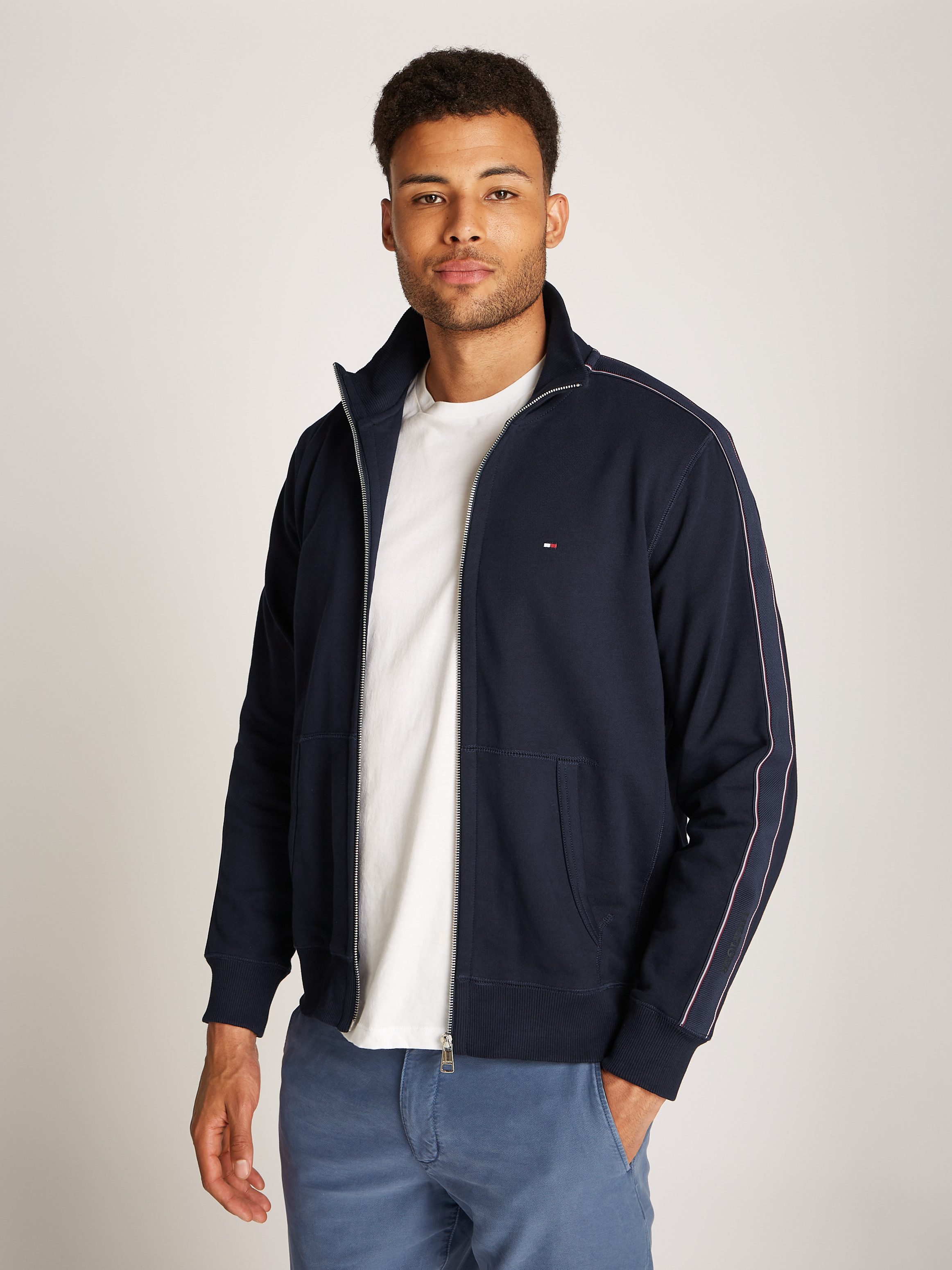 Tommy Hilfiger Sweatjacke GLOBAL STRIPE ZT STAND COLLAR