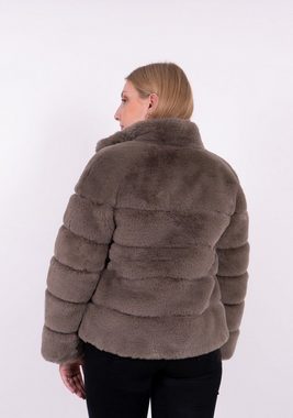 Antonio Cavosi Fellimitatjacke Web-Pelz Jacke in Taupe