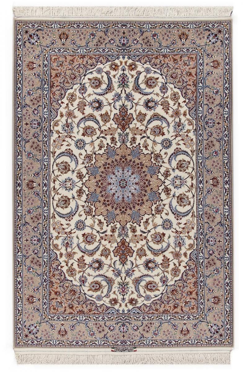 Orientteppich Isfahan Sherkat Seidenkette 159x229 Handgeknüpfter Orientteppich, Nain Trading, rechteckig, Höhe: 6 mm