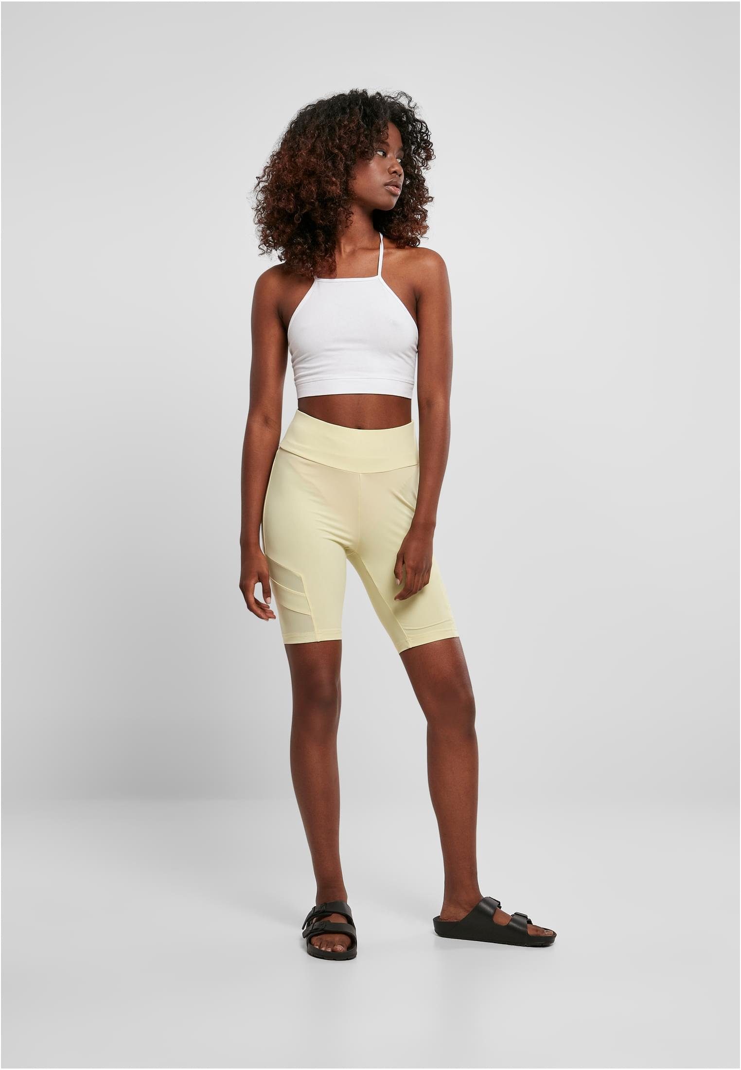 URBAN CLASSICS Stoffhose softyellow Tech Mesh High Ladies Shorts Damen Waist (1-tlg) Cycle