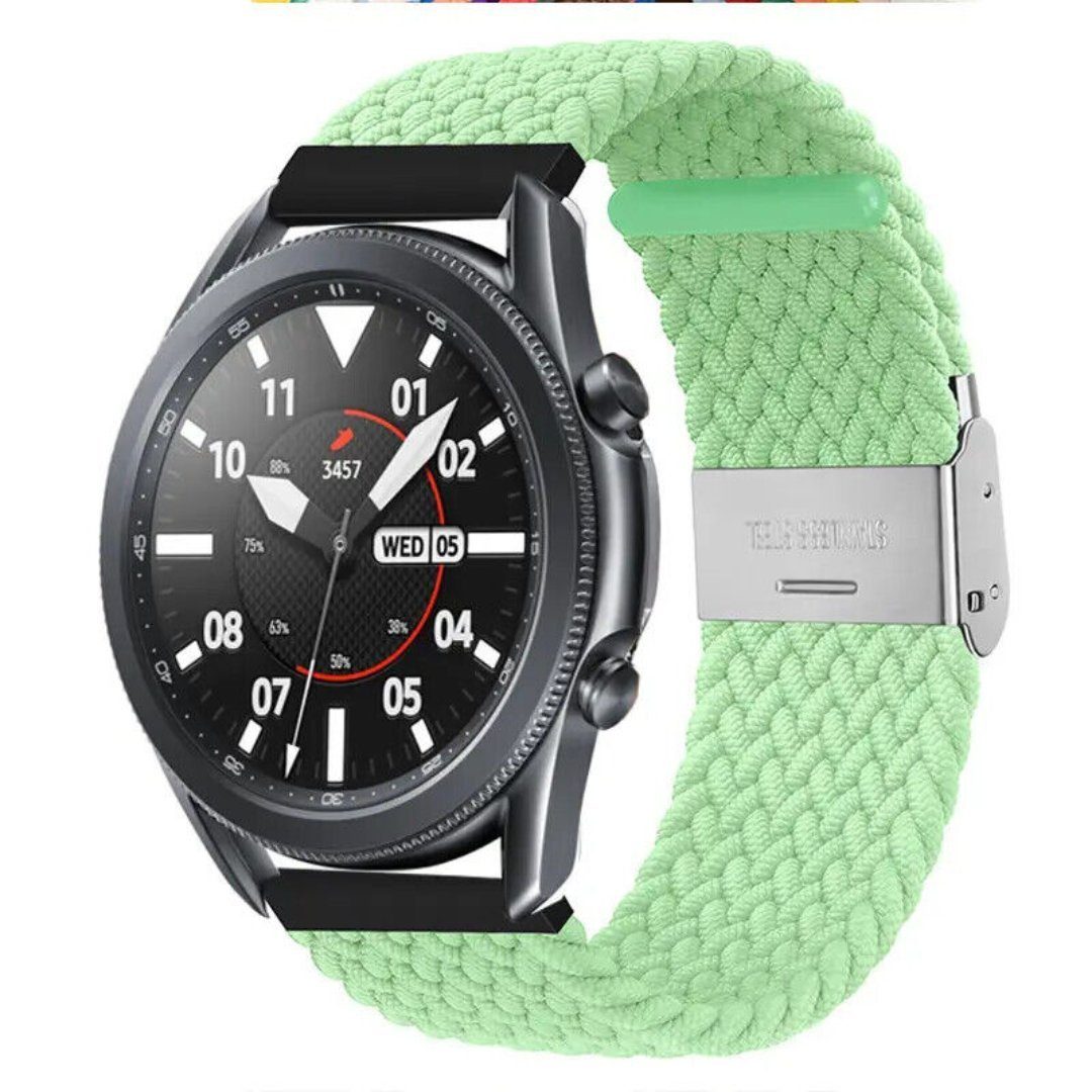 SmartUP Uhrenarmband Geflochtenes Armband für Samsung Galaxy Watch 4 5 6 Pro Gear Classic, Uhrenarmband mit verstellbaren Magnetverschluss #7 Minzgrün