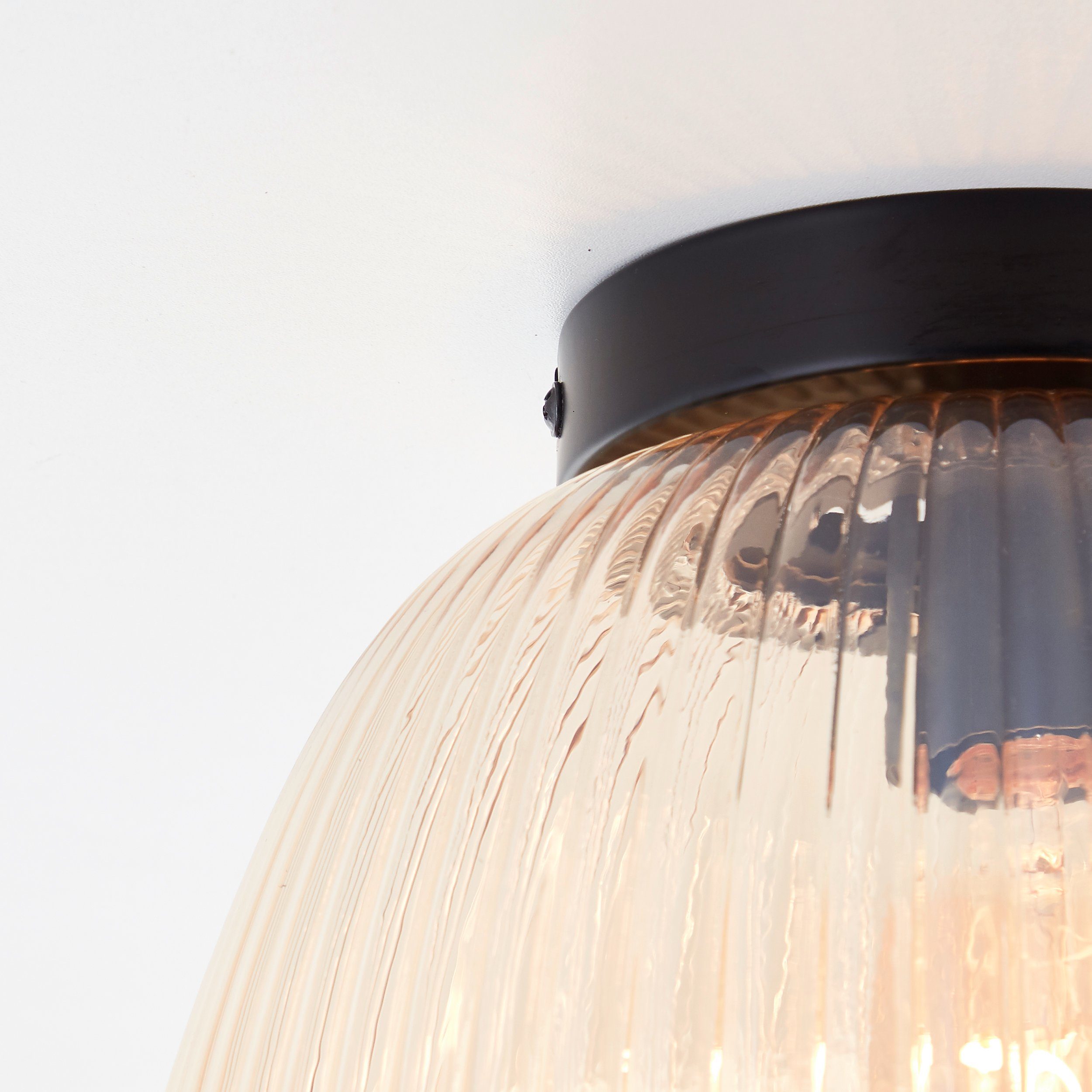 Brilliant Deckenleuchte Kaizen, ohne Leuchtmittel, Riffelglas, 22 x 25 cm, E27, Amber-Bernsteinfarben