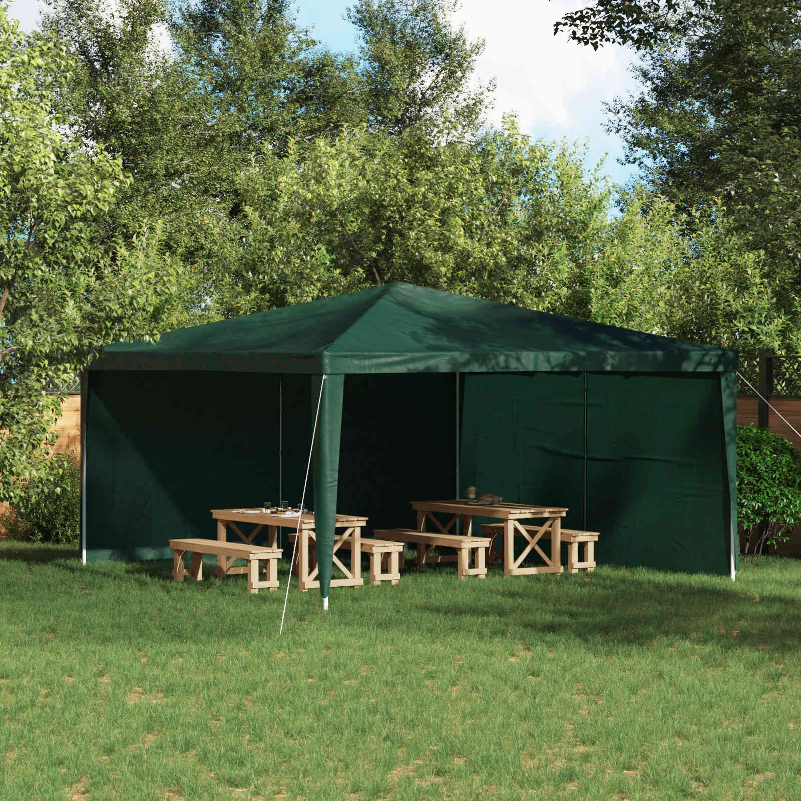 vidaXL Partyzelt Party Zelt Seitenteil 2 pcs Grün 400 x 195 cm PE und Stahl