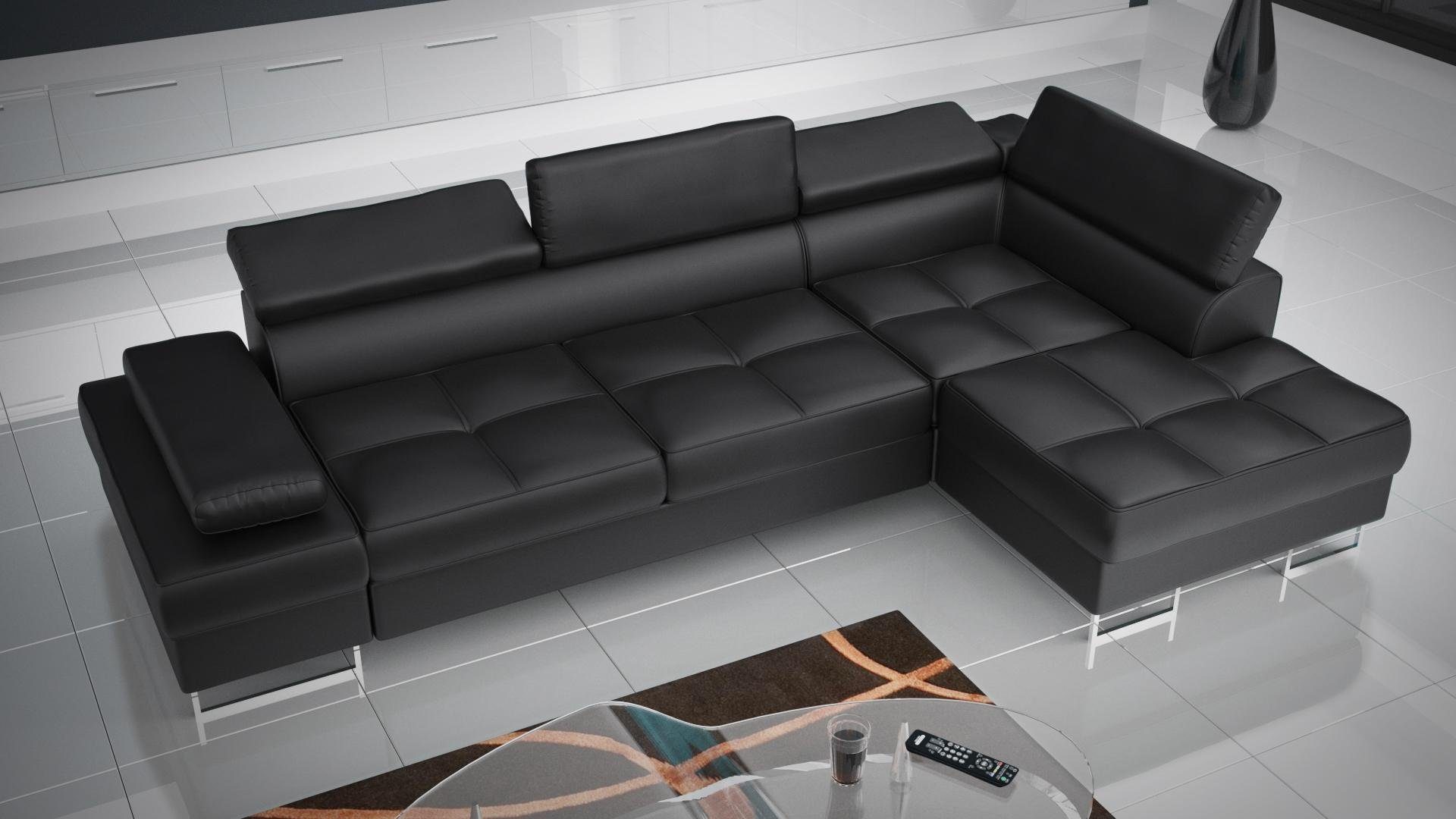 JVmoebel Ecksofa Sofas L Form Sofa Couch Polster Wohnlandschaft Design Ecksofa, Made in Europe Schwarz