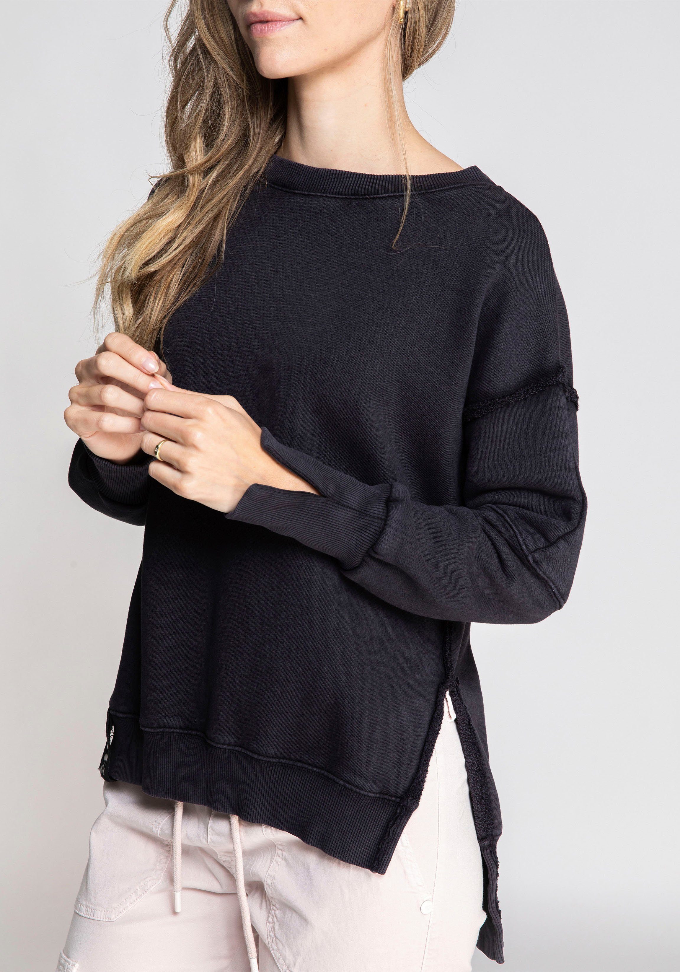 Damen Pullover Zhrill Sweater OLEA mit ausgefransten Details an den Ärmeln