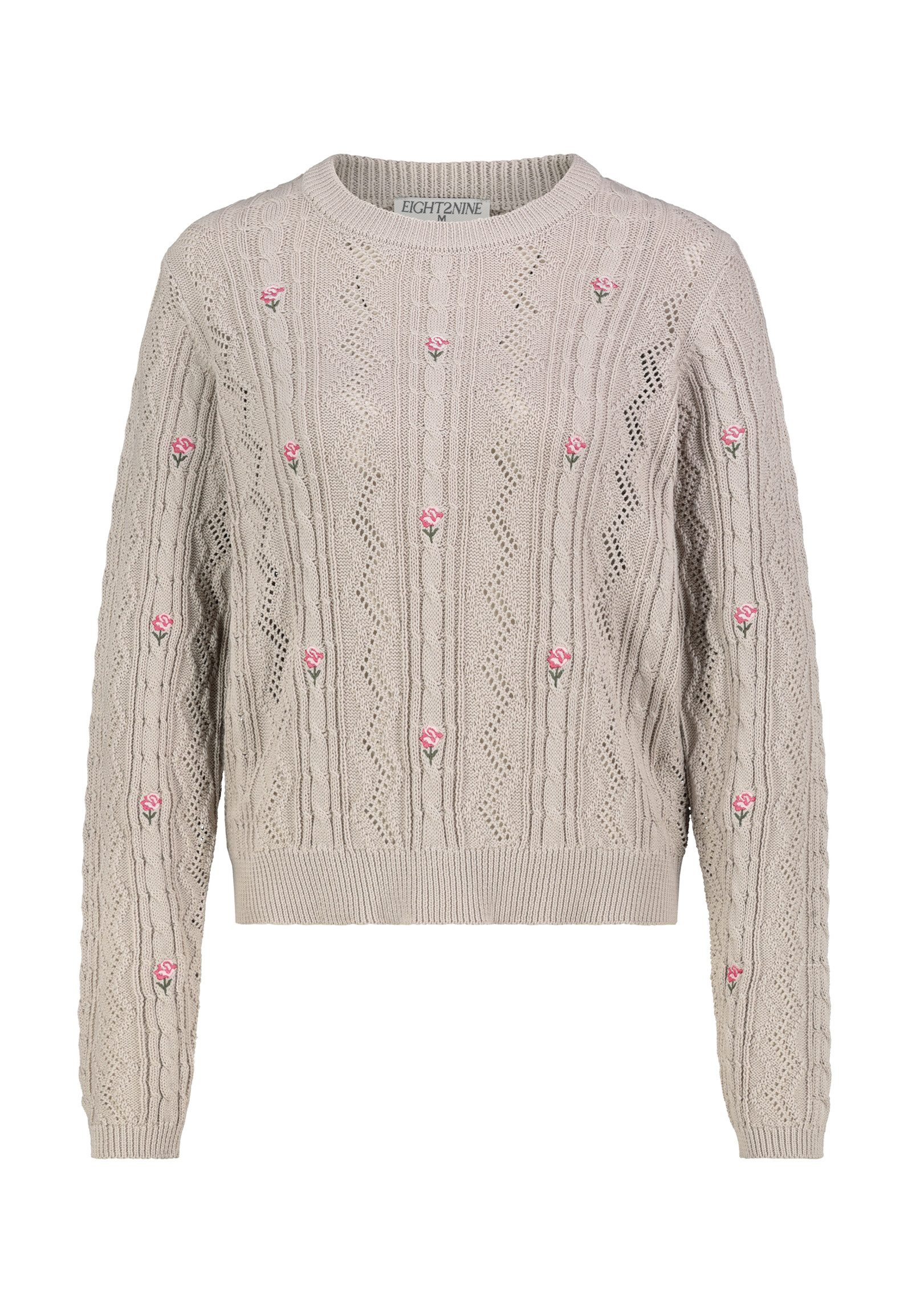 Eight2Nine Strickpullover Damen Strickpullover cropped mit verspielter Stic günstig online kaufen