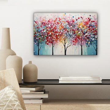 OneMillionCanvasses® Leinwandbild Kunst - Bäume - Natur - Acryl, (1 St), Leinwand Bilder Klein, Wand Dekoration 30x20 cm