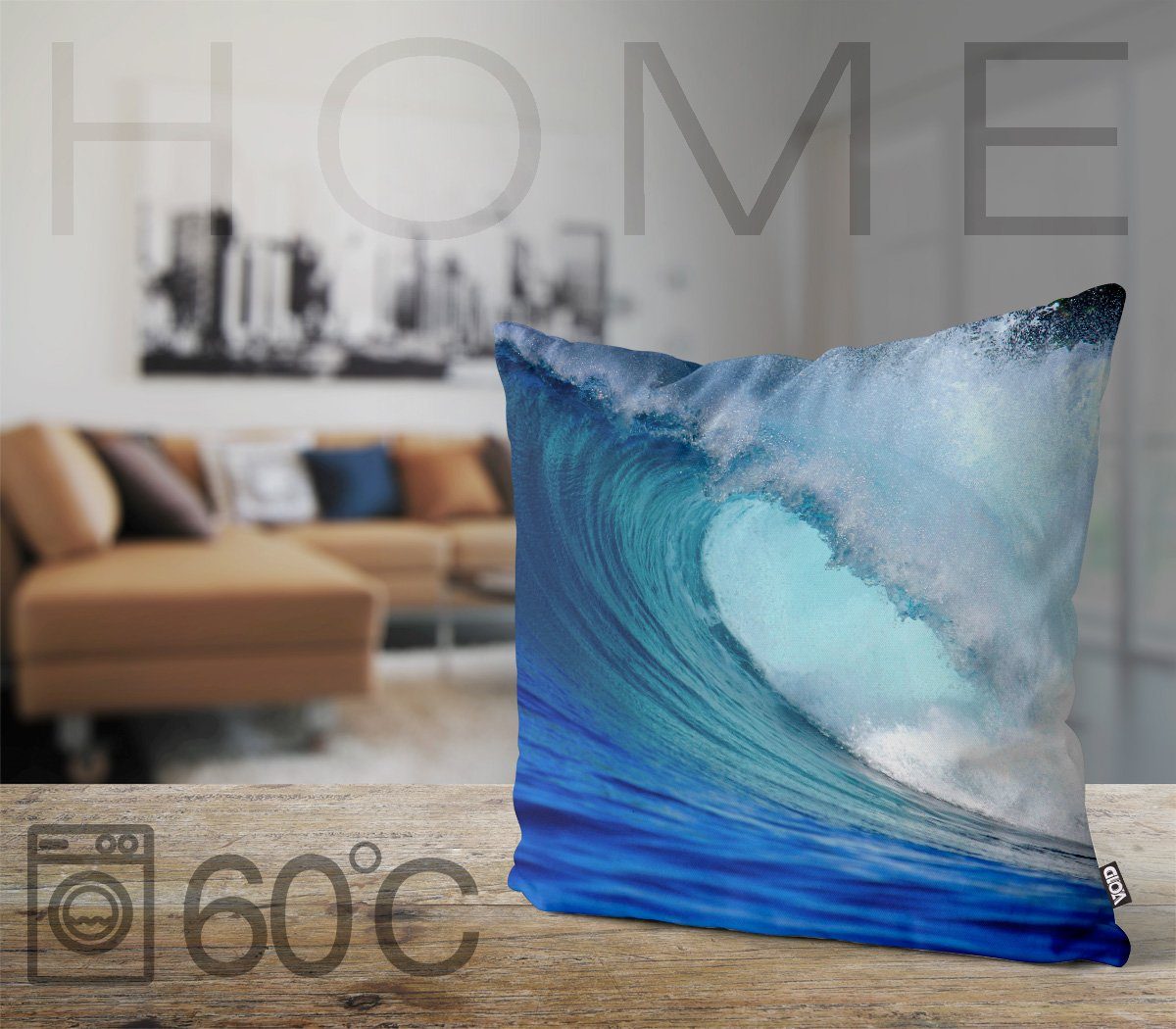 Sommer Urlaub VOID Sofa-Kissen Surfbrett Tropen (1 Maritim Schwimmen Meer Australien Hawaii Baden Wellen Surfen Ozean Reise Stück), Kissenbezug, Wellenreiten