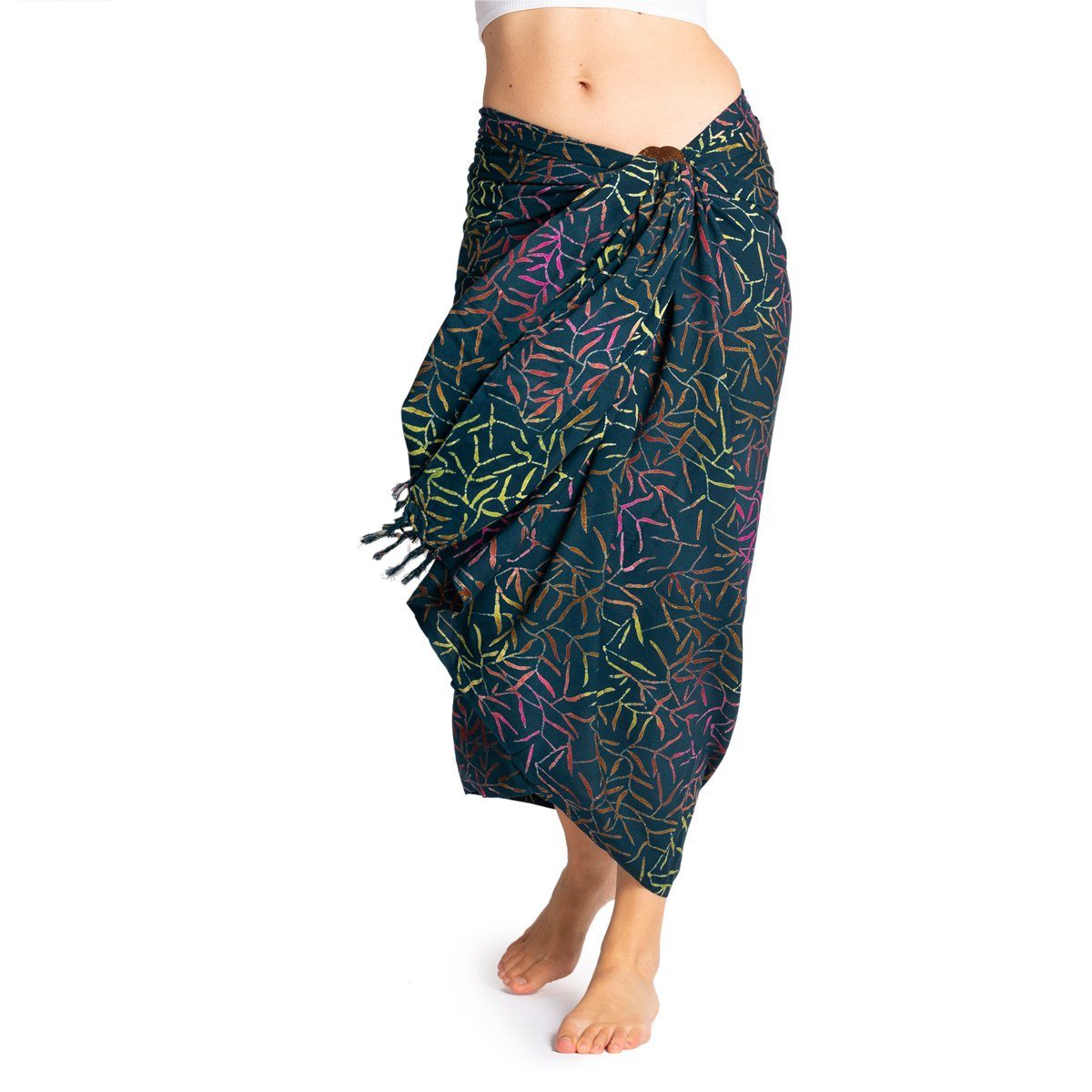 PANASIAM Pareo Sarong Wachsbatik dunkle Designs aus hochwertiger Viskose Strandtuch, Strandkleid Bikini Cover-up Tuch für den Strand Schultertuch Halstuch B803 dark bamboo