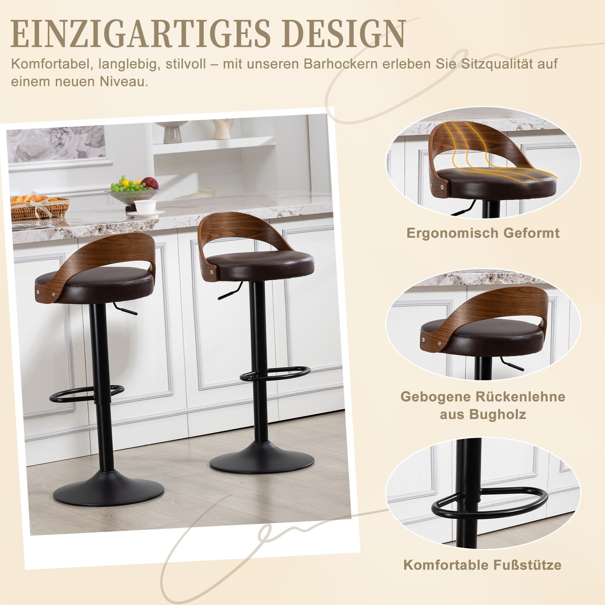 LIVIHOME Esszimmerstuhl MIRA (Packung, 2 St), gepolsterte Sitzfläche, Kunstleder