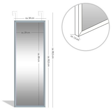 DRULINE Wandspiegel DRULINE Türspiegel - Wandspiegel - Spiegel - Grau - B/H ca. 34x94 cm (1-St), mit abnehmbaren Haken