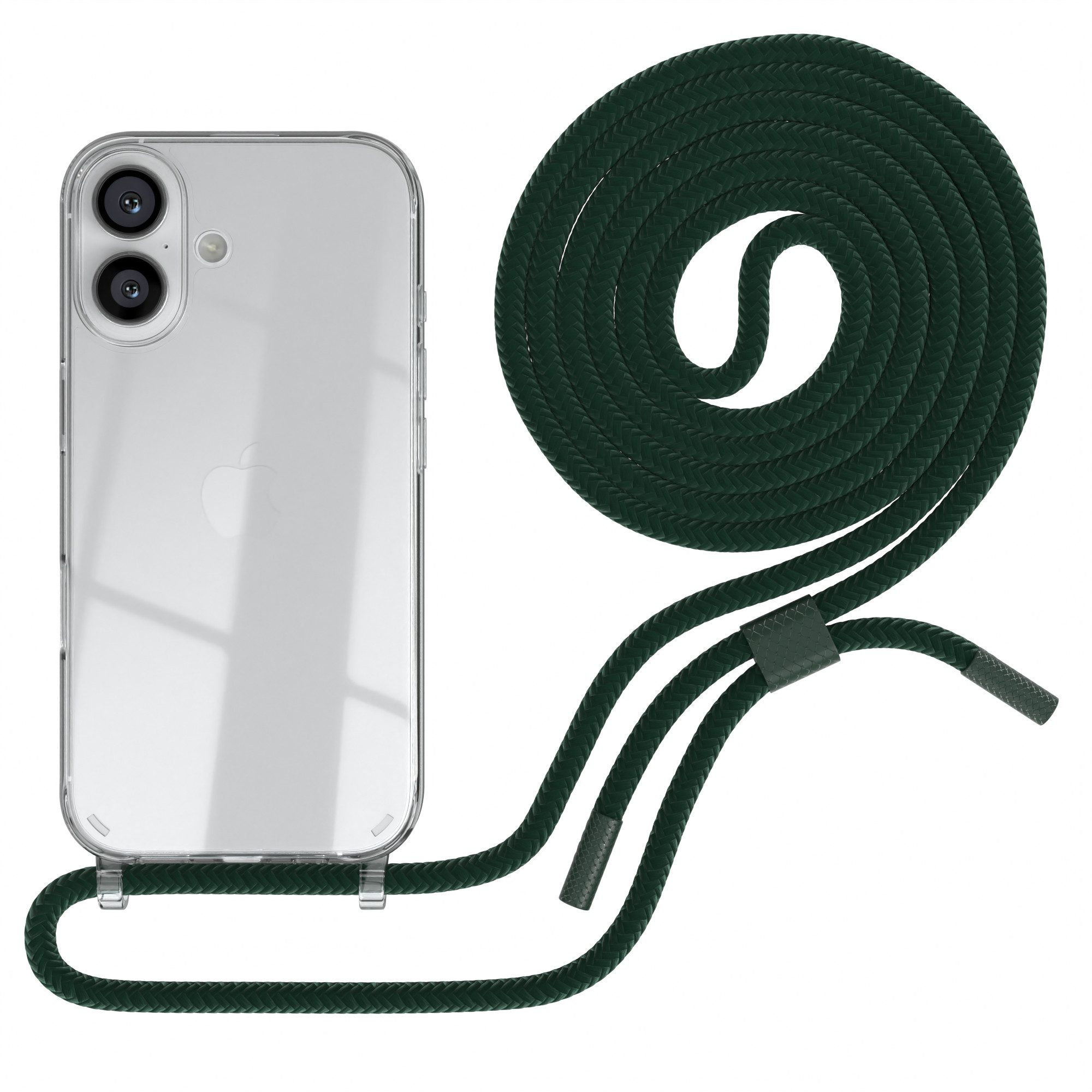 EAZY CASE Handykette Silikon Kette Unifarbe für Apple iPhone 16 6,1 Zoll, Handykette zum Umhängen Slim Phone Chain Festivalbag Smartphone Grün