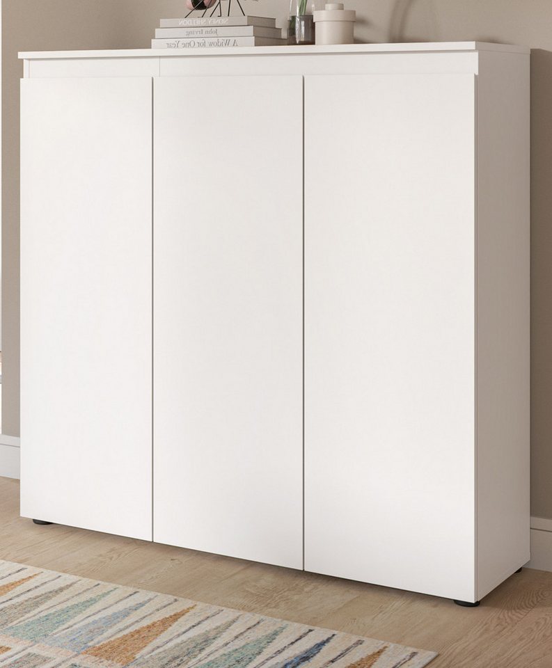 Inn.Furn Kombikommode Assino (Mehrzweck Kommode in Weiß, 3-türig, 105 x 111 cm), bis zu 10 Fächer