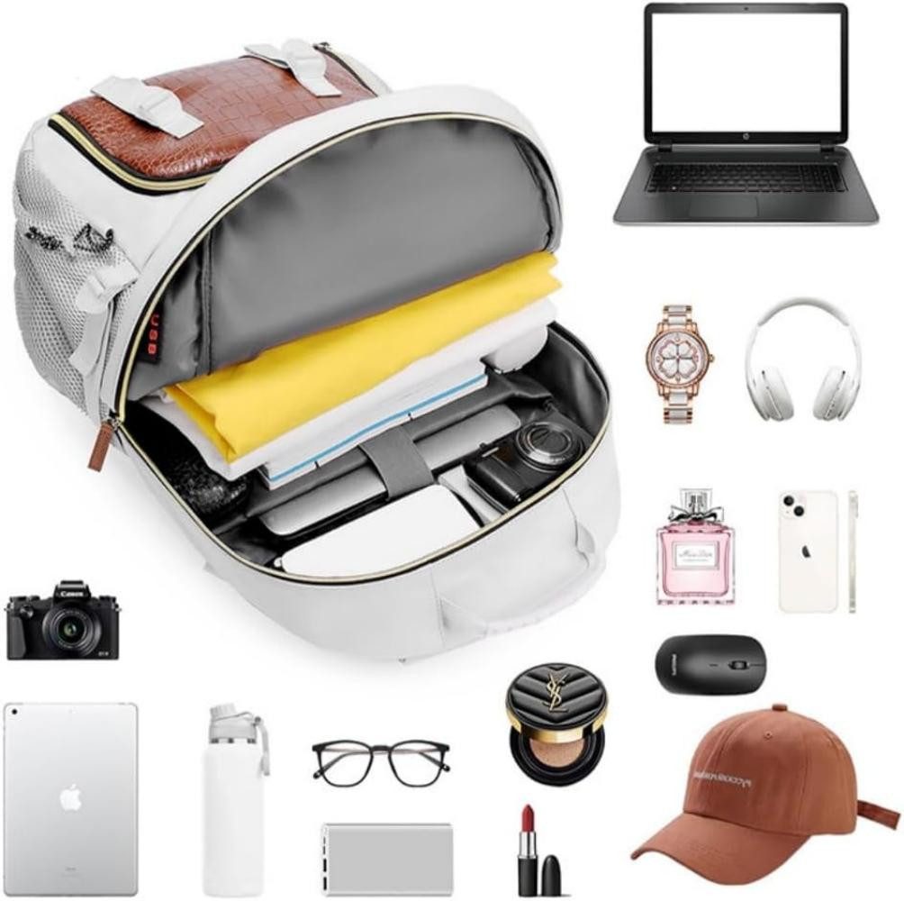 LIANNA Schulrucksack Rucksack für Damen und Herren, wasserdichter Oxford-Stoff mit (Set, großem Fassungsvermögen, lässiger Rucksack für Reisen und Wandern), aus echtes Leder, echtes Leder, Hergestellt in Italien, inkl.