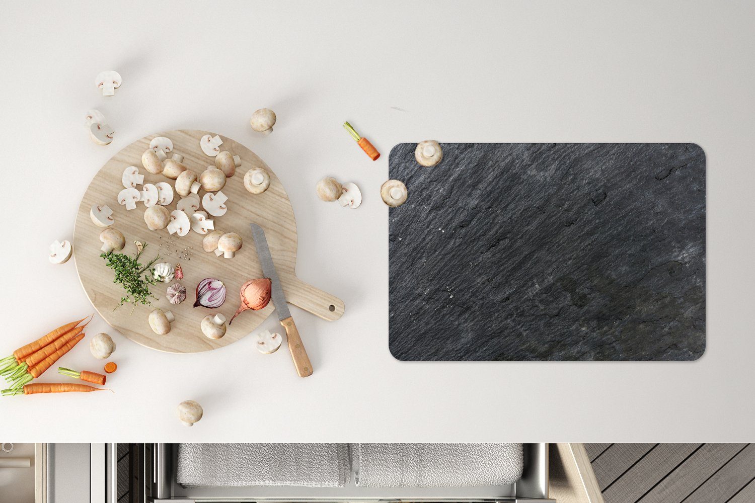 MuchoWow Platzset Naturstein - Industriell - Schiefer - Druck - Grau, (6-St), Platzsets, Tischset, Abwaschbar, Tischsets, Platzdeckchen