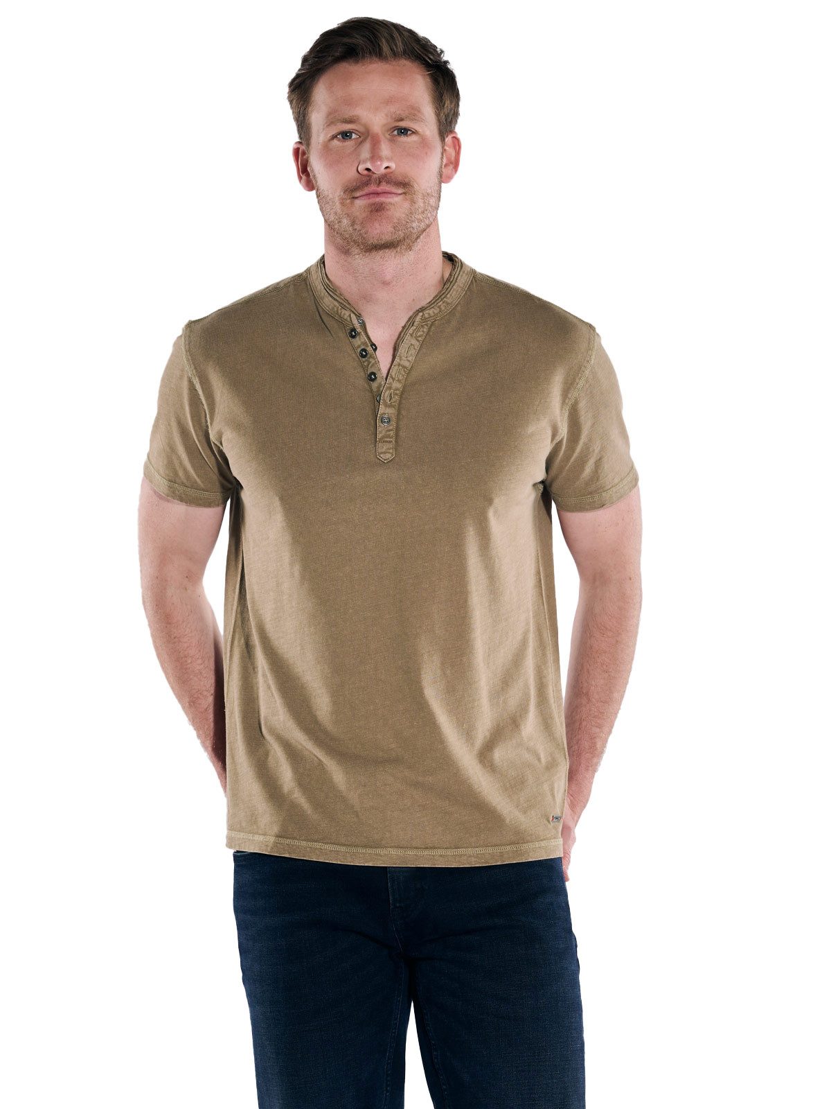 Engbers T-Shirt engbers Herren Henley-Shirt uni, Braun