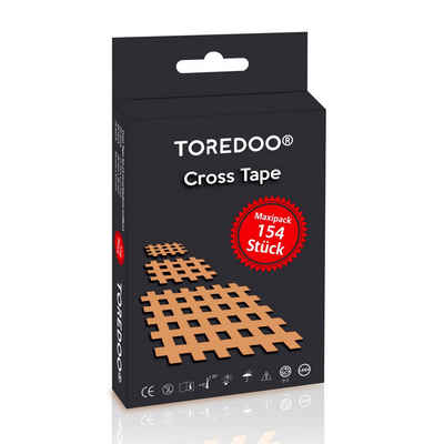 TOREDOO Kinesiologie-Tape TOREDOO Cross Tape Gittertape Gitterpflaster 154 Stück Mix Box beige (Packung)