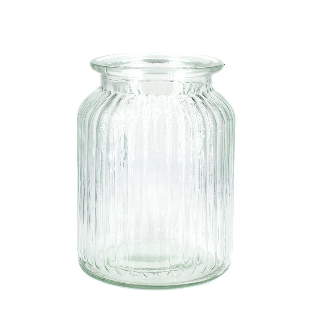 Creativery Windlicht, Windlicht Glas gerillt 11x14,5cm 1 Stück Klar transpa günstig online kaufen