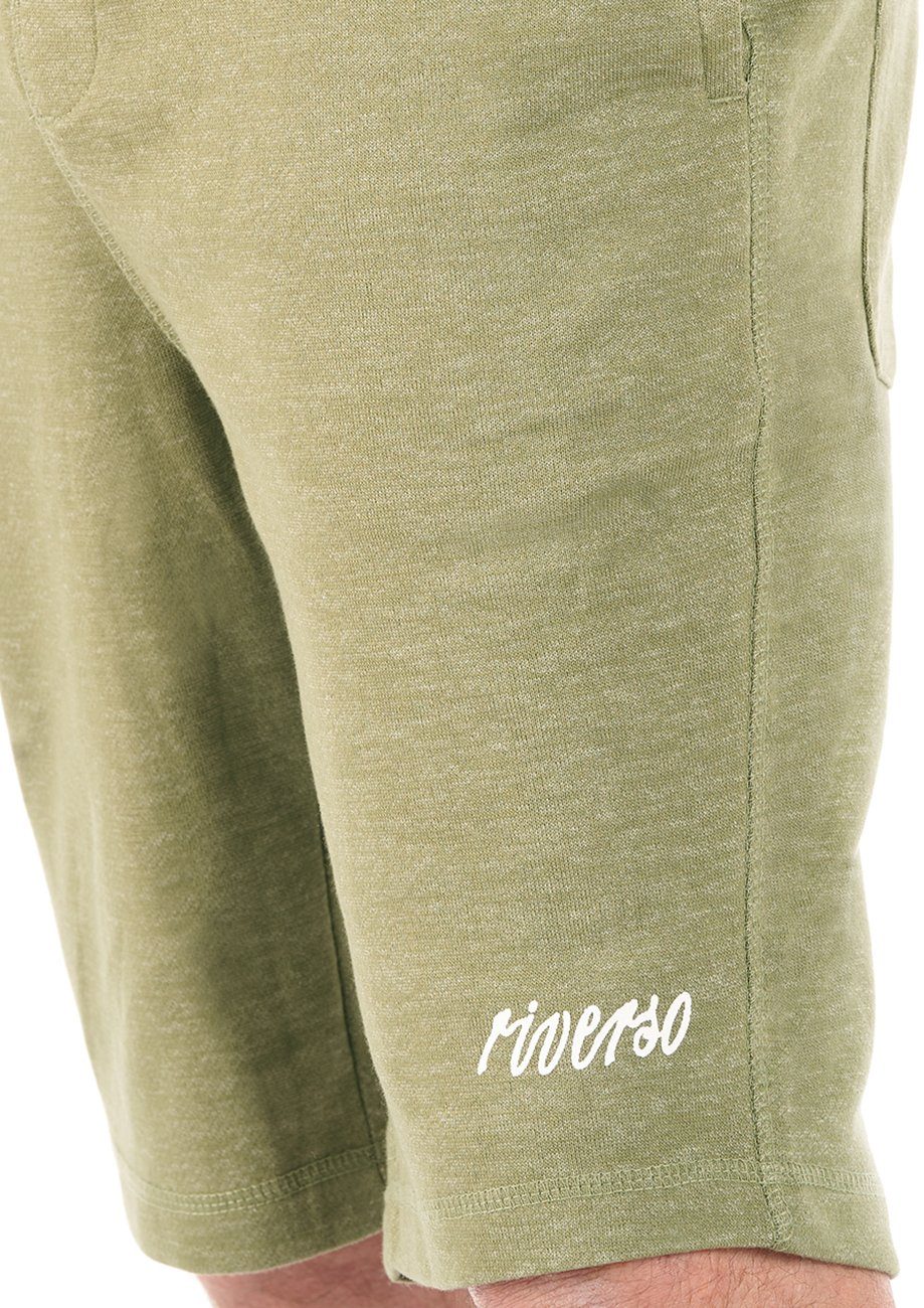 riverso Sweatshorts Shorts Vintage Melange aus Herren 2er Bermudashorts Regular Fit Pack Olive (12300) Baumwollmischung RIVMike pflegeleichter