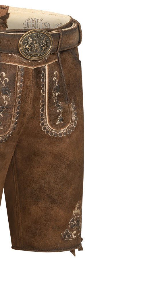 Nübler Trachtenlederhose Lederhose kurz Manfred in BRaun von Nübler