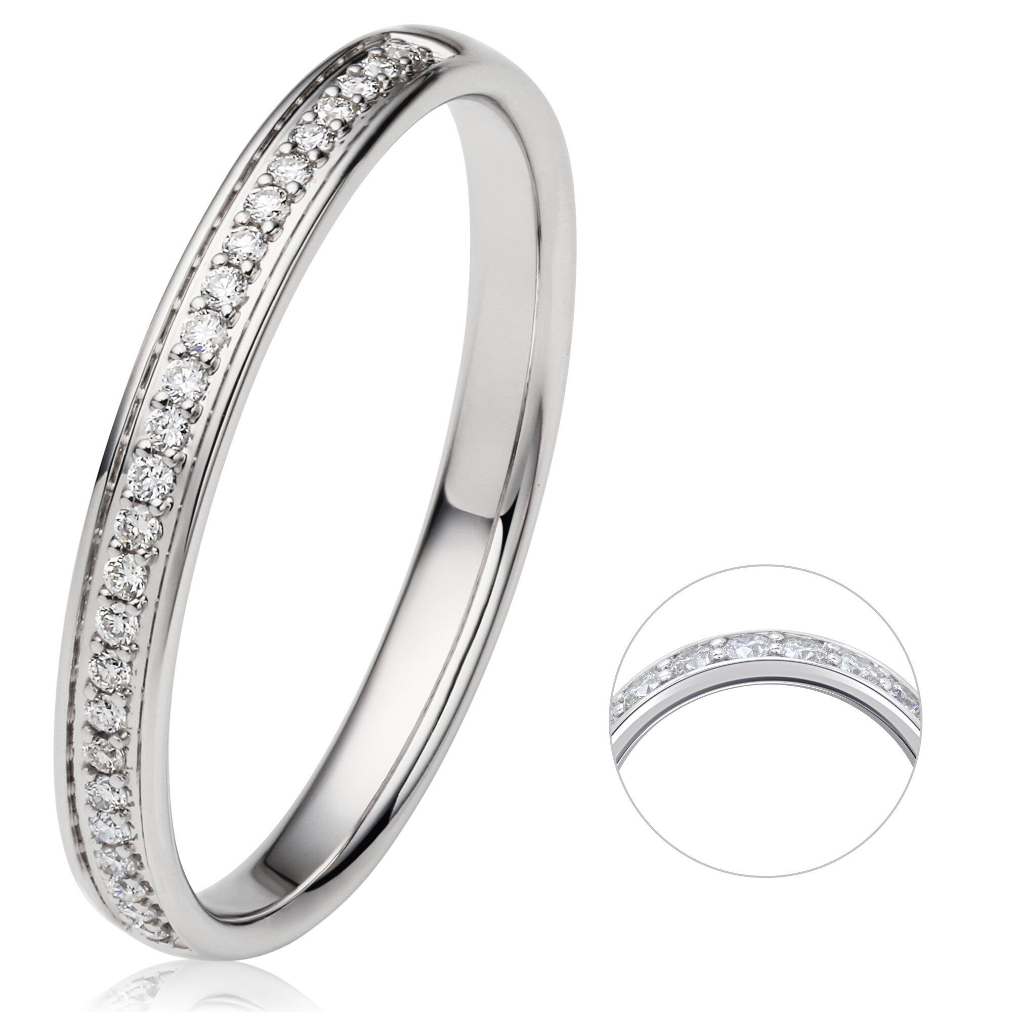 ONE ELEMENT Diamantring 0.1 ct Diamant Brillant Memoire Ring aus 585 Weißgold, Damen Gold Schmuck Memoire