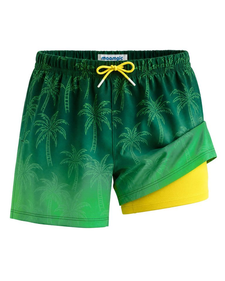MaaMgic Badehose Shorts Jungen 2-in-1 mit verstellbarem Kordelzug (1-St) Stretch Schwimmshorts mit Innenfutter für Strand und Schwimmbad