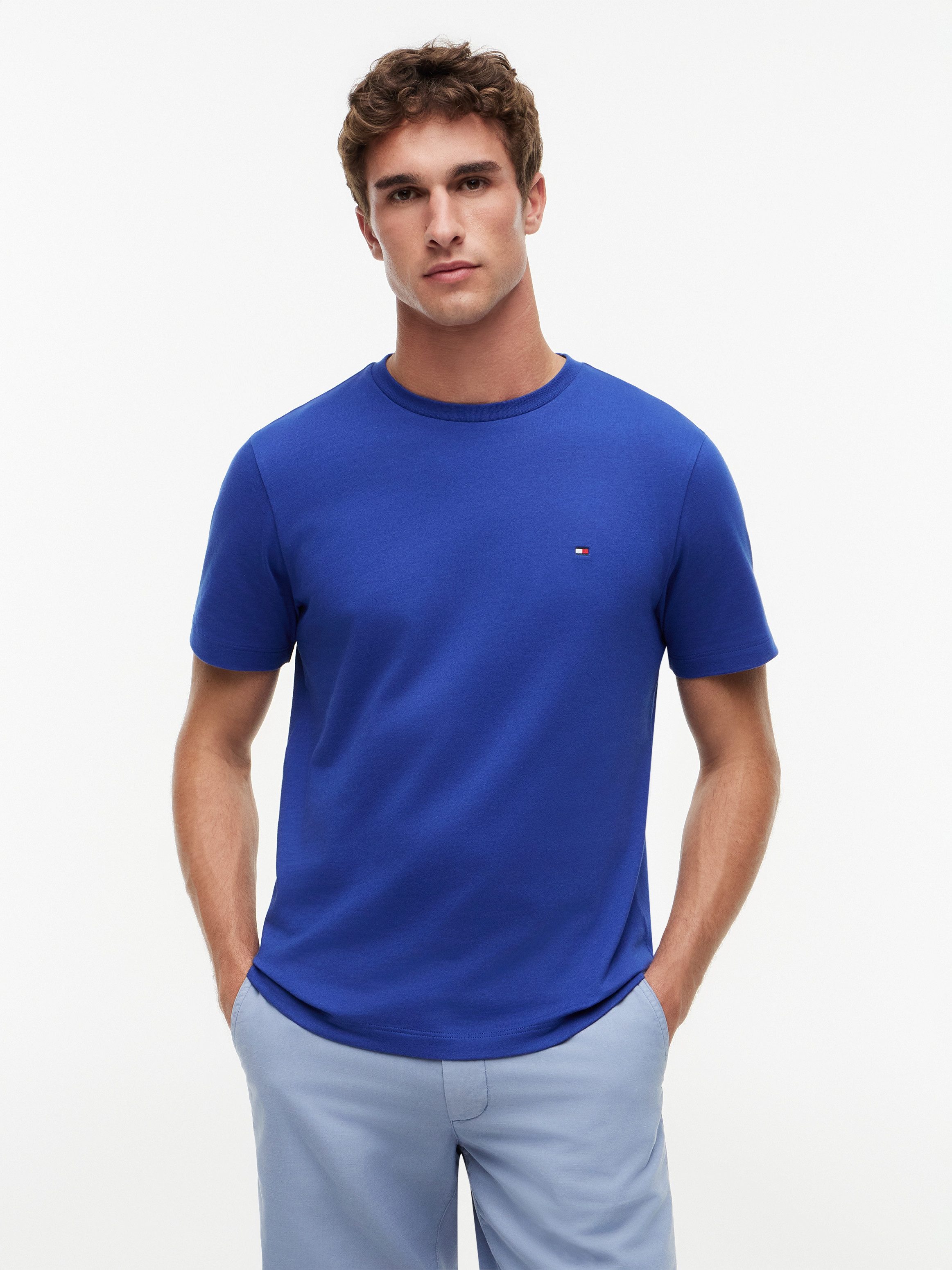Tommy Hilfiger T-Shirt ESSENTIAL REGULAR FIT SOLID mit Stickerei unifarben, casual, Baumwolle, Rundhals