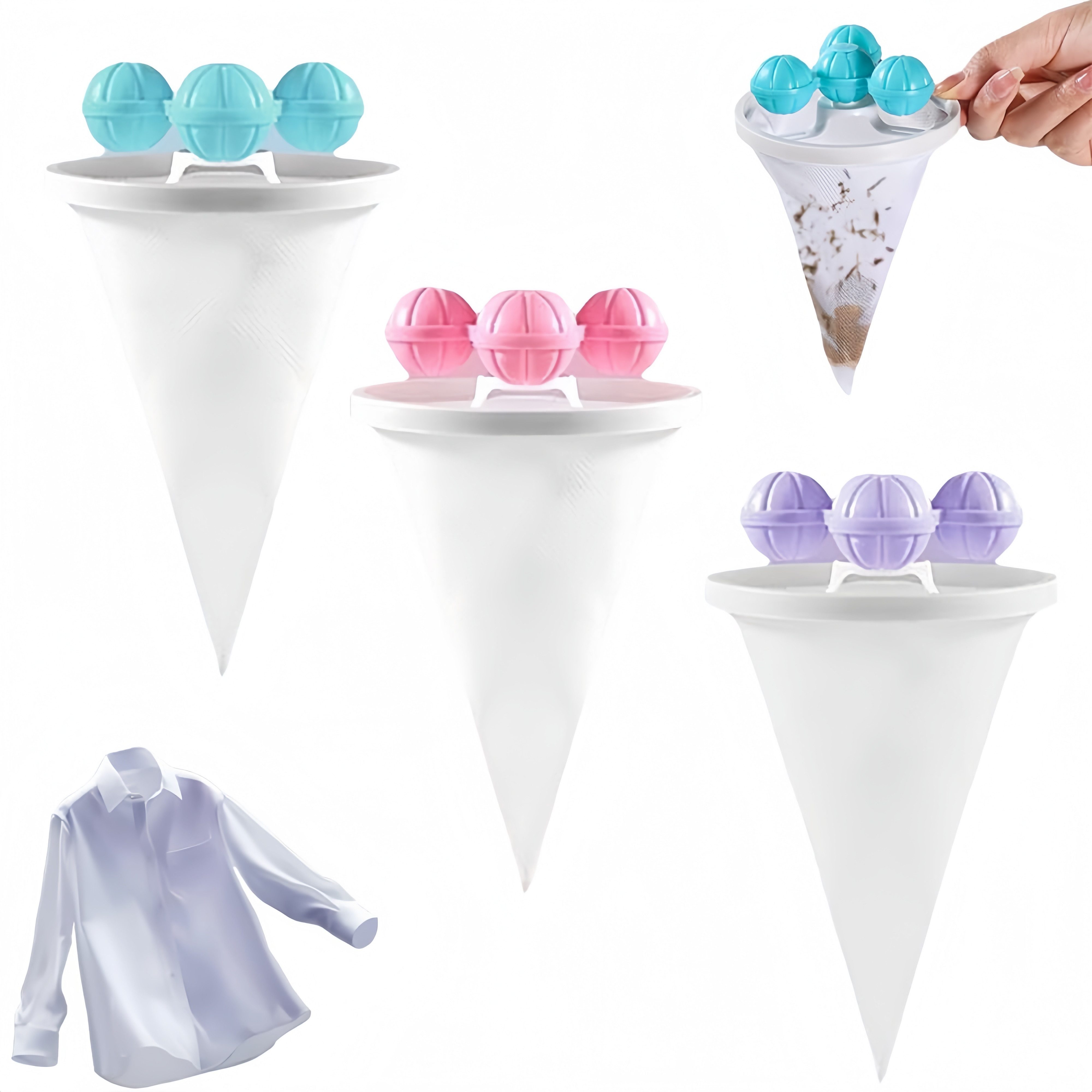 FOUORTUNATE-BEE Wäschekugel Waschmaschinen Filterbeutel Fusselbälle Tierhaar Entferner Set, Wäsche Fusselentferner für Kleidung Decken Haustiere Waschmaschine