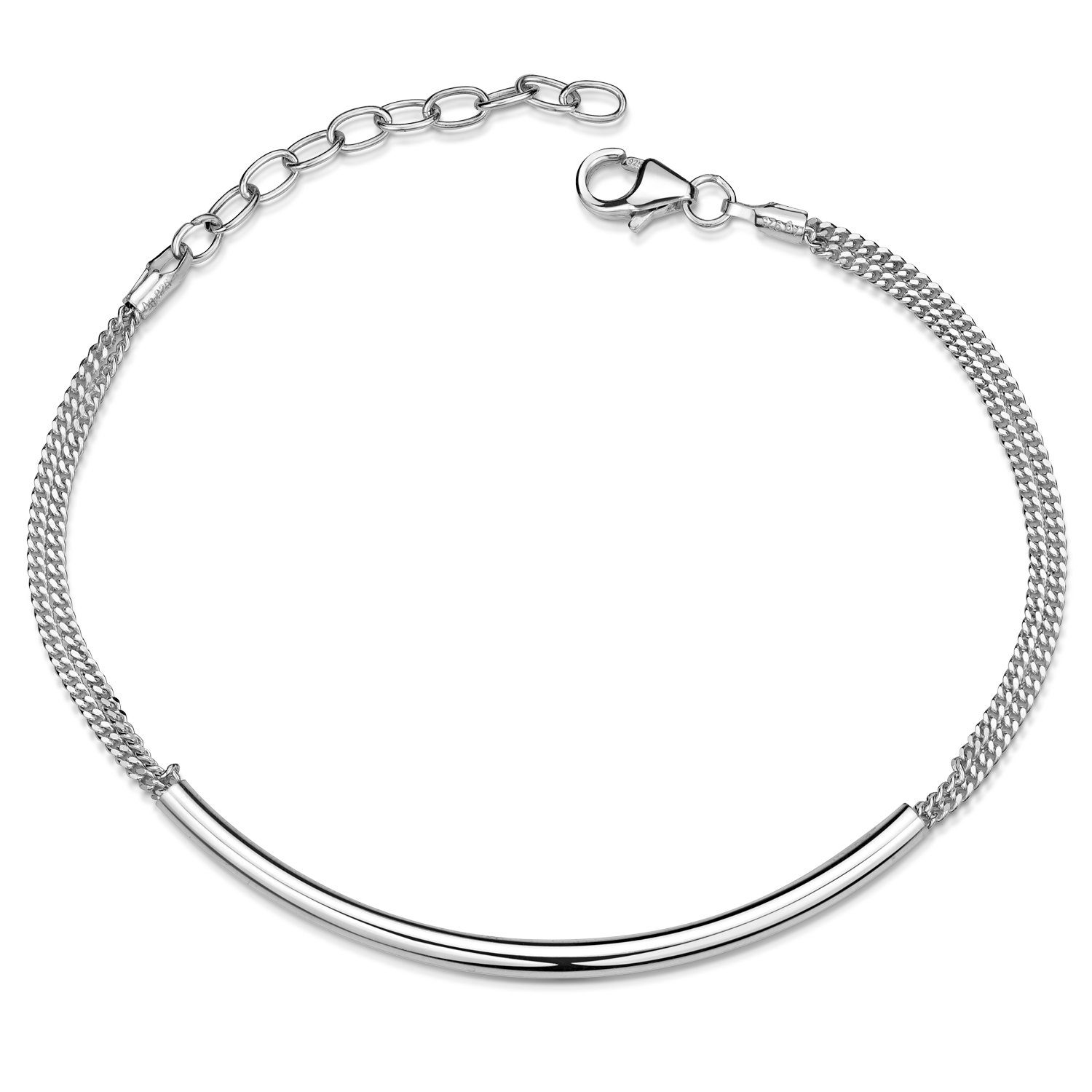 Materia Silberarmband Damen Silber Panzerarmband 16-19cm SA-131, 925 Sterling Silber