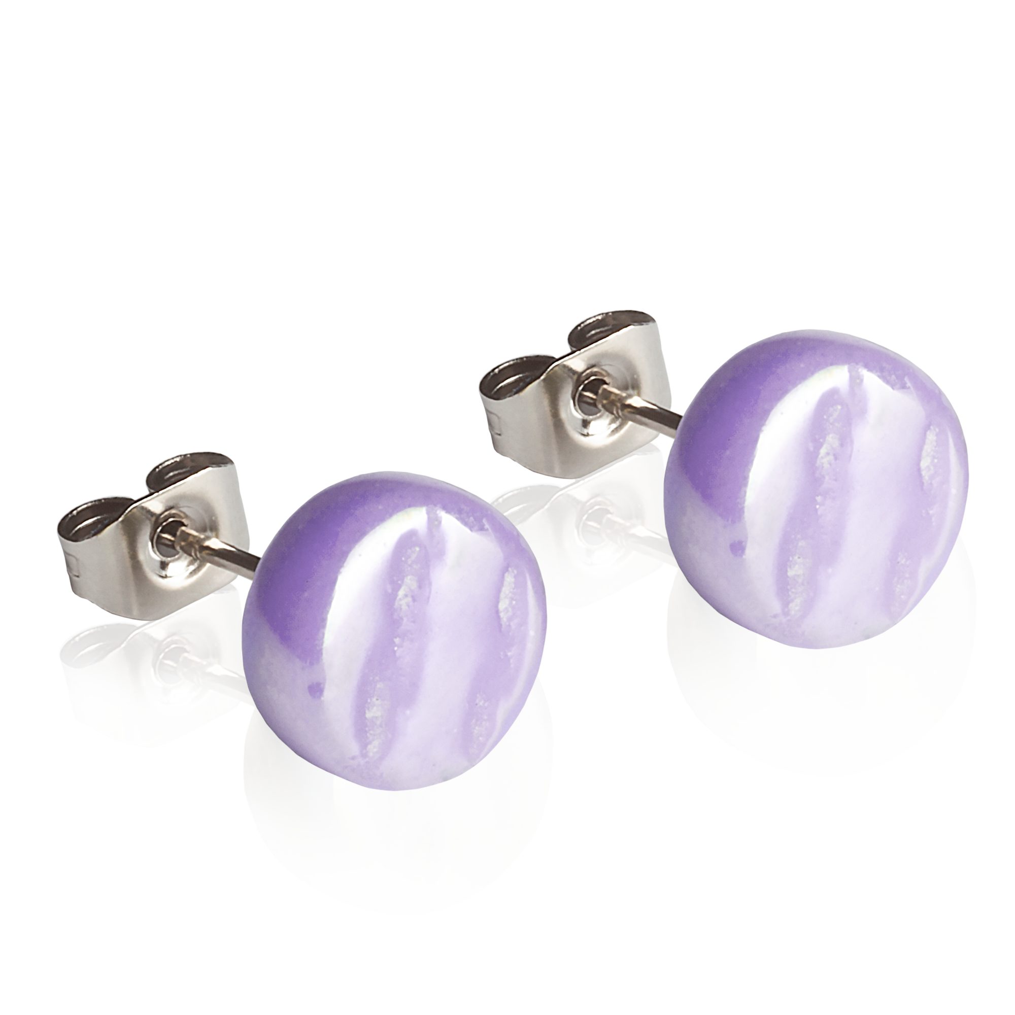 ALEXASCHA Paar Ohrstecker Glasohrstecker in Perlmuttoptik • hypoallergener Edelstahl • ⌀ 8mm