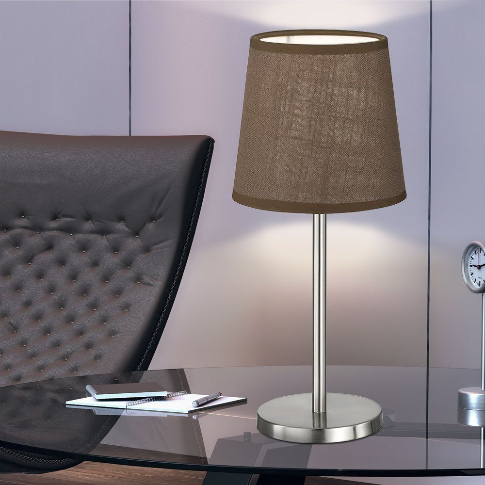 etc-shop Tischleuchte, Leuchtmittel Wohnzimmer braun Tischleuchte inklusive, Stofflampe nicht Nachttischleuchte Tischlampe