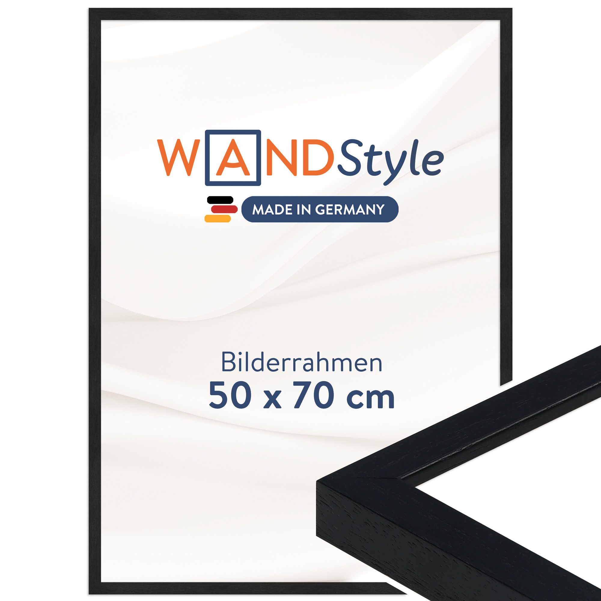 WANDStyle Bilderrahmen H950, Schwarz-gemasert Bilderrahmen 50x70 Holz, Moderner Fotorahmen 50x70 cm