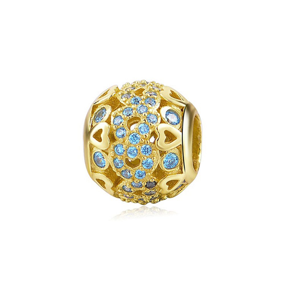 PANDACHARMS Bead Goldblauer Herzball Charm für Charm Armband, 925er Silber, günstig online kaufen