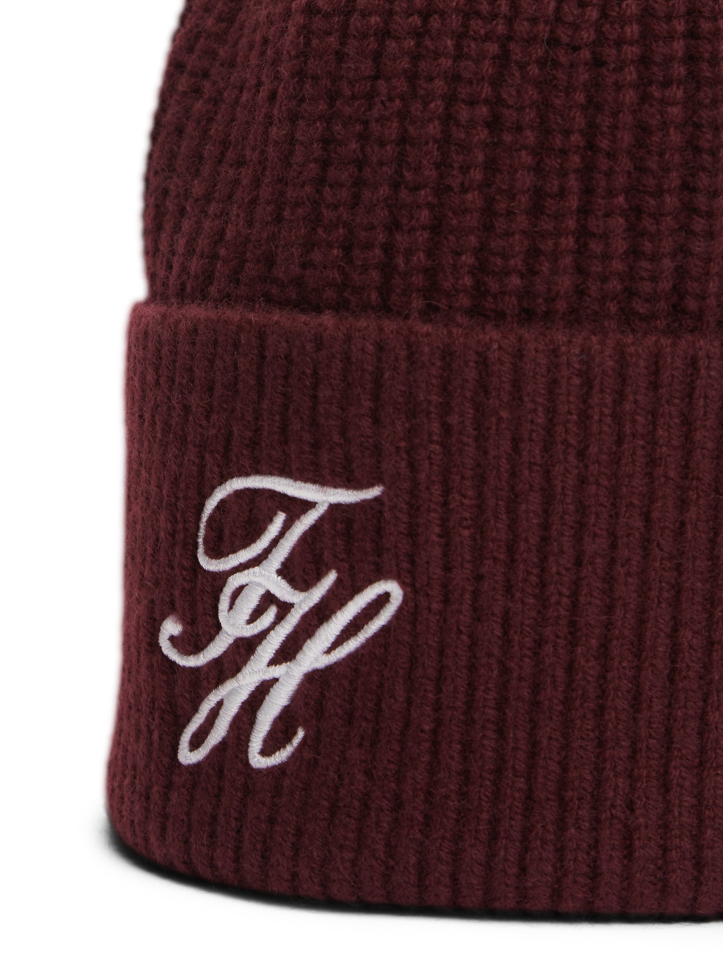 Tommy Hilfiger Beanie TOMMY SCRIPT CASHMERE aus Kaschmirmix mit gesticktem Logo, Maße 21 x 24,5 cm