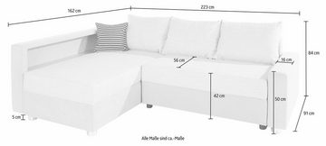COLLECTION AB Ecksofa, inklusive Bettfunktion, Federkern, wahlweise mit RGB-LED-Beleuchtung