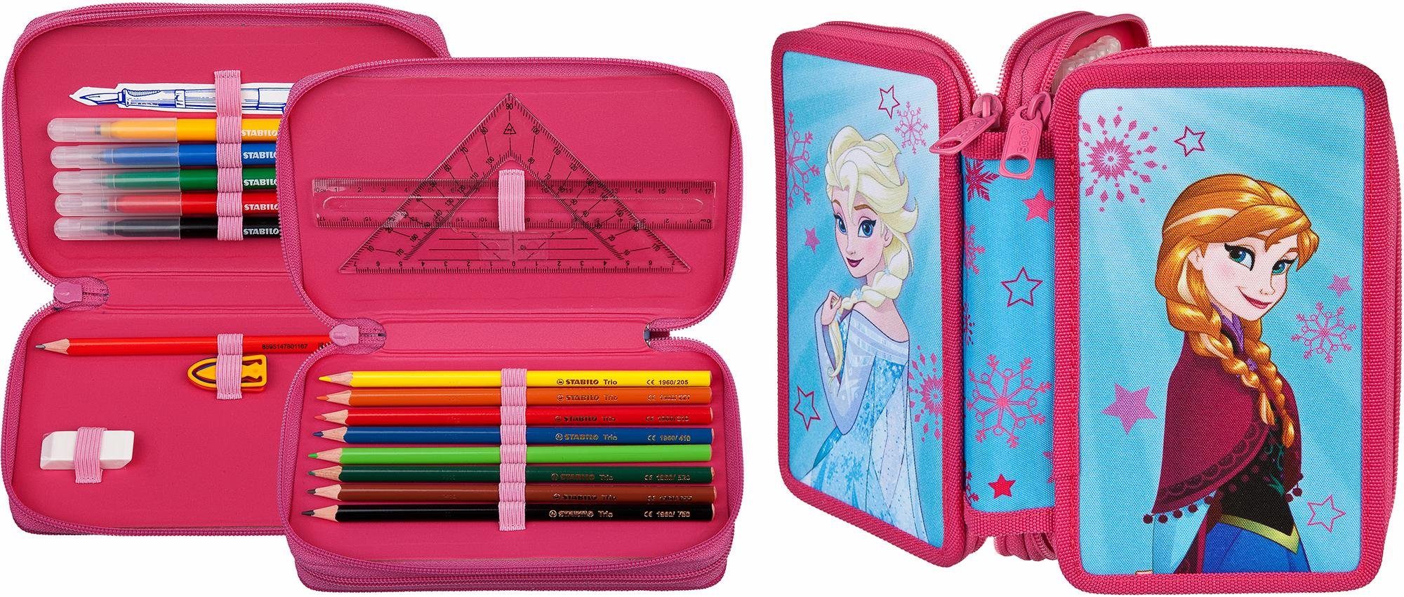 Disney Frozen Eiskönigin Federmappe Federtasche Etui 2 Fächer mit 26 Teilen NEU