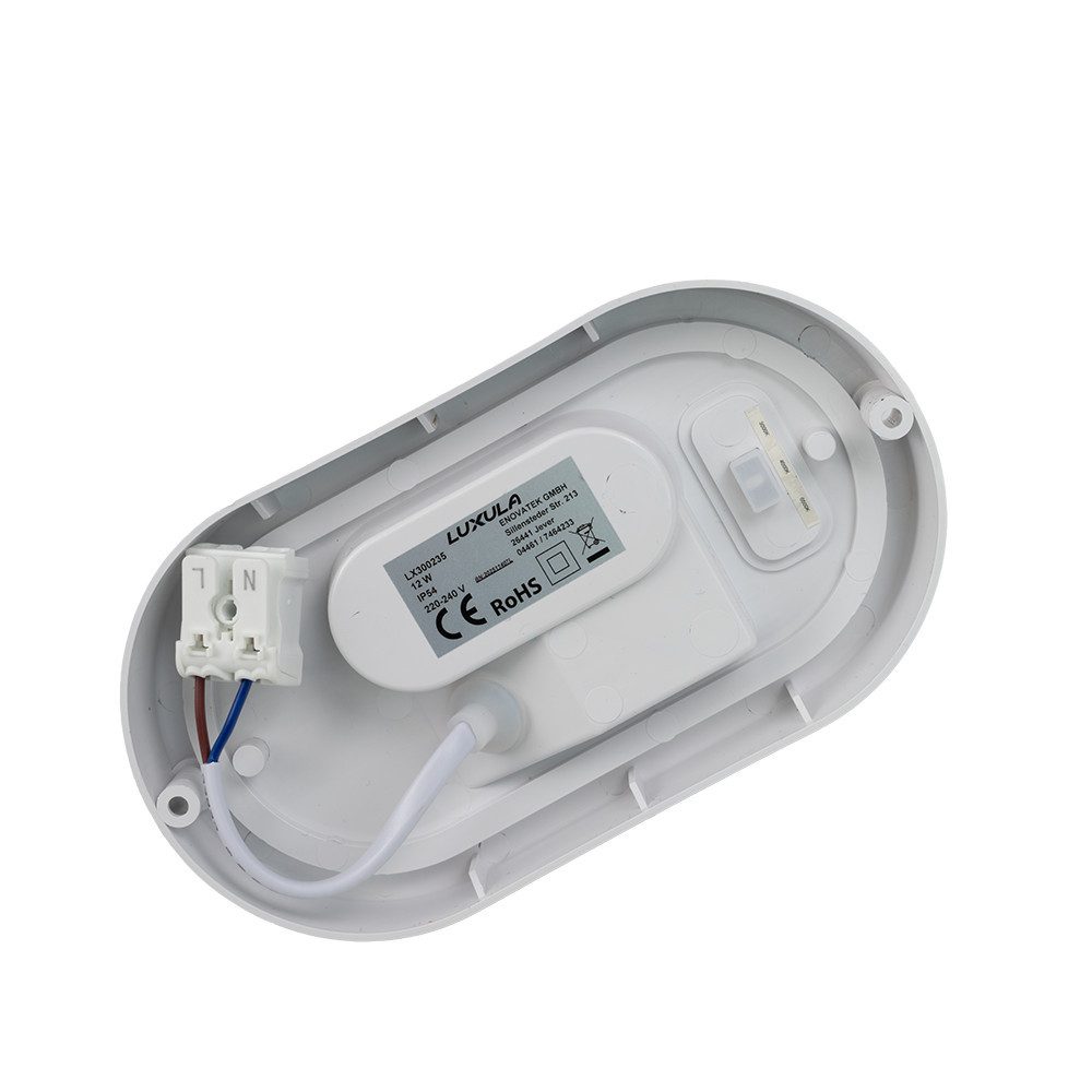 LUXULA LED Unterbauleuchte LUXULA LED Feuchtraumleuchte 16 cm 12 W CCT einstellbar Weiß, LED fest integriert, CCT 3000K-6500K Warm- Kaltweiß, 12W Garagenleuchte Weiß