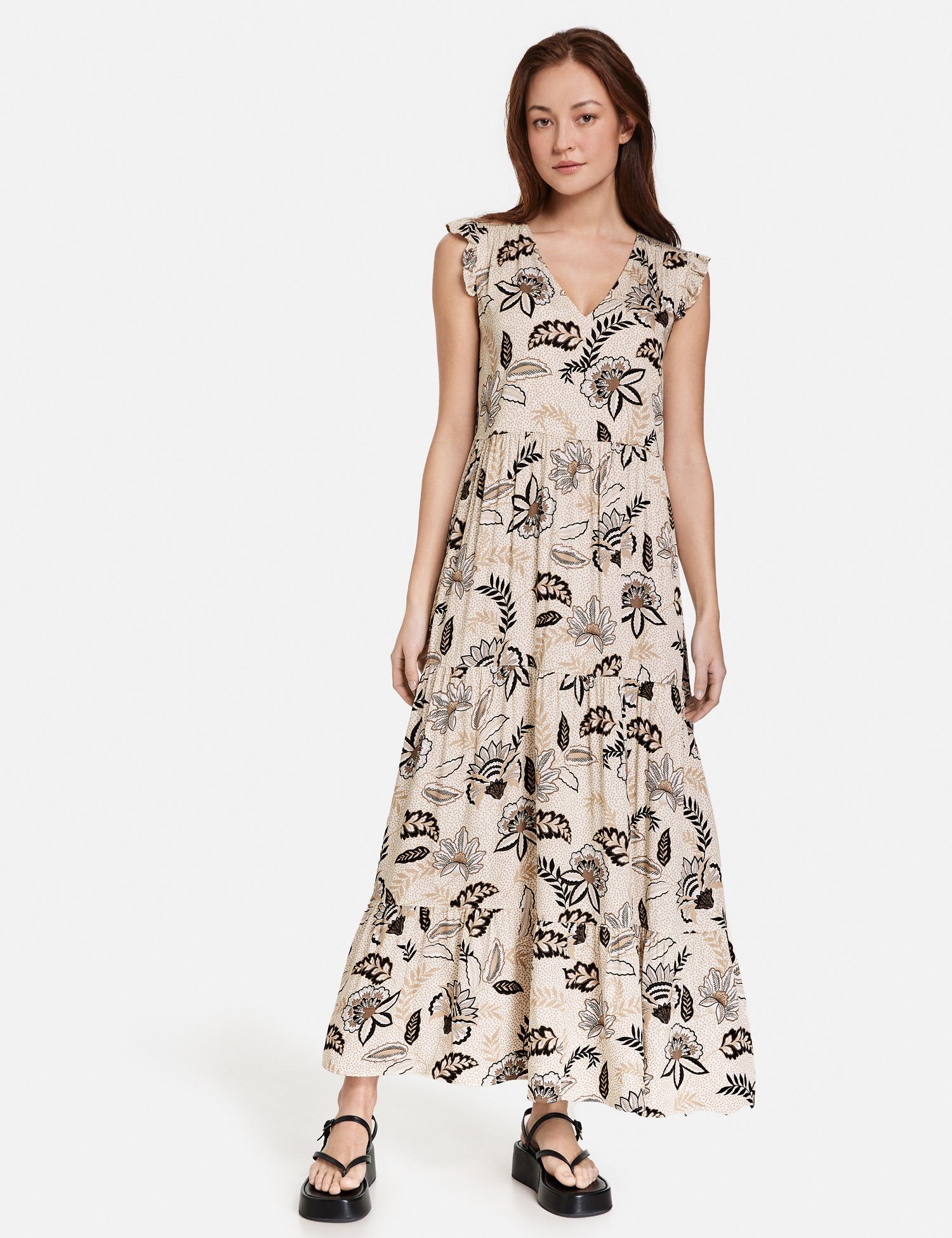 Taifun Midikleid Langes Sommerkleid mit Blumen-Dessin
