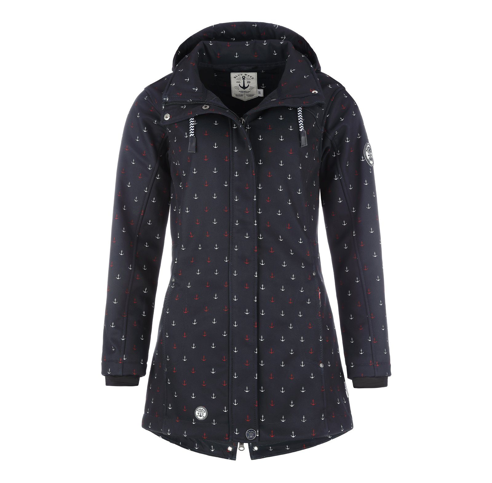 Blue Wave Softshellmantel Damen Softshelljacke Jana mit Anker-Print - Regenjacke mit Kapuze